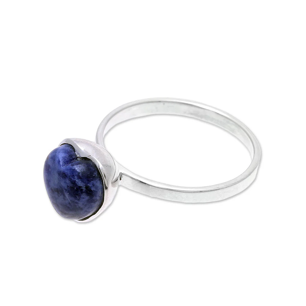 Gemstone Heart Heart-Shaped Sodalite Cocktail Ring from India - Image 5