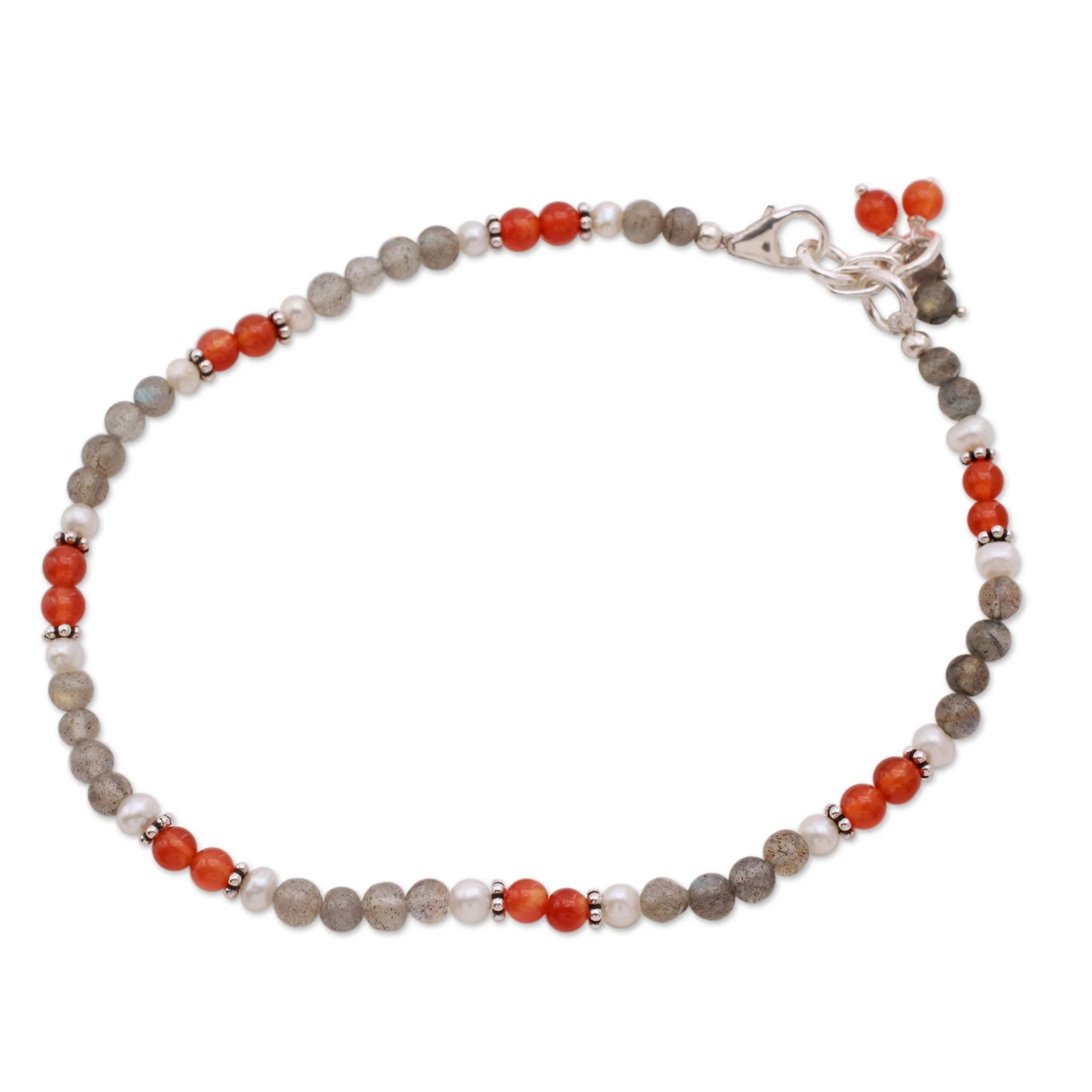 Gemstone & Sterling Silver Beaded Anklet - Image 2