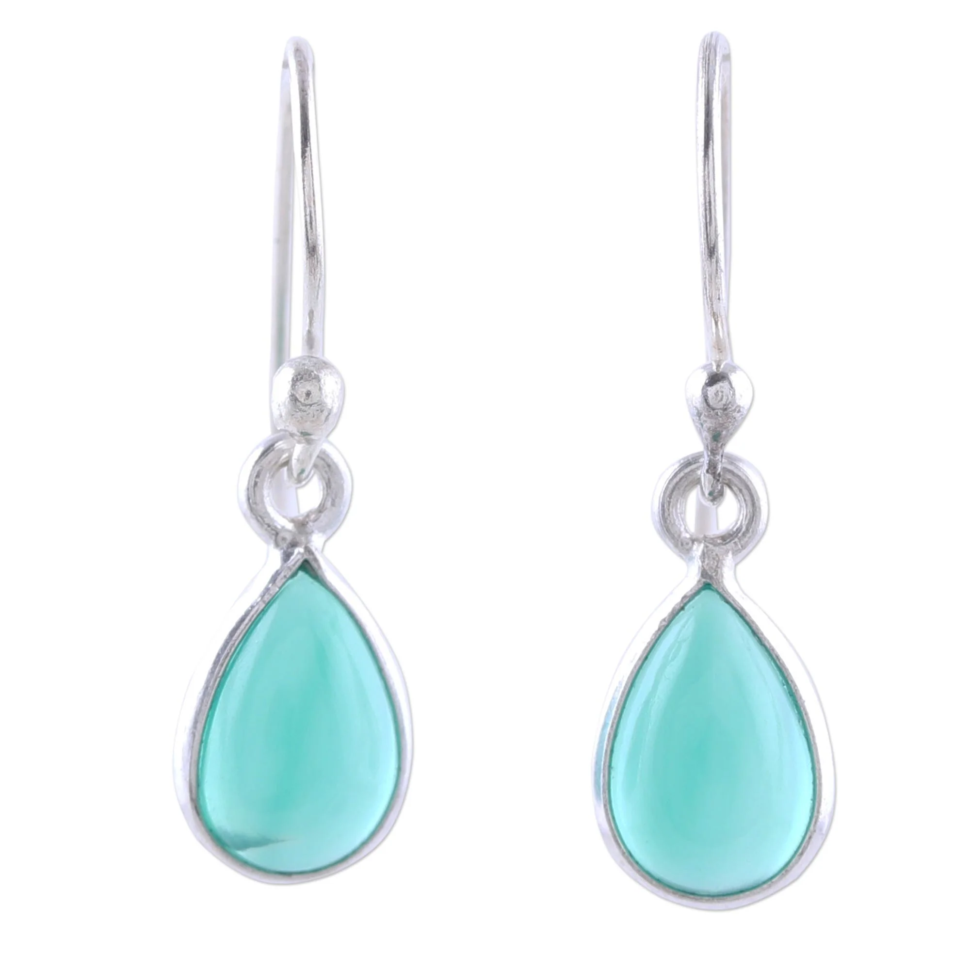Gentle Tear in Green Onyx Silver Earrings - Image 2
