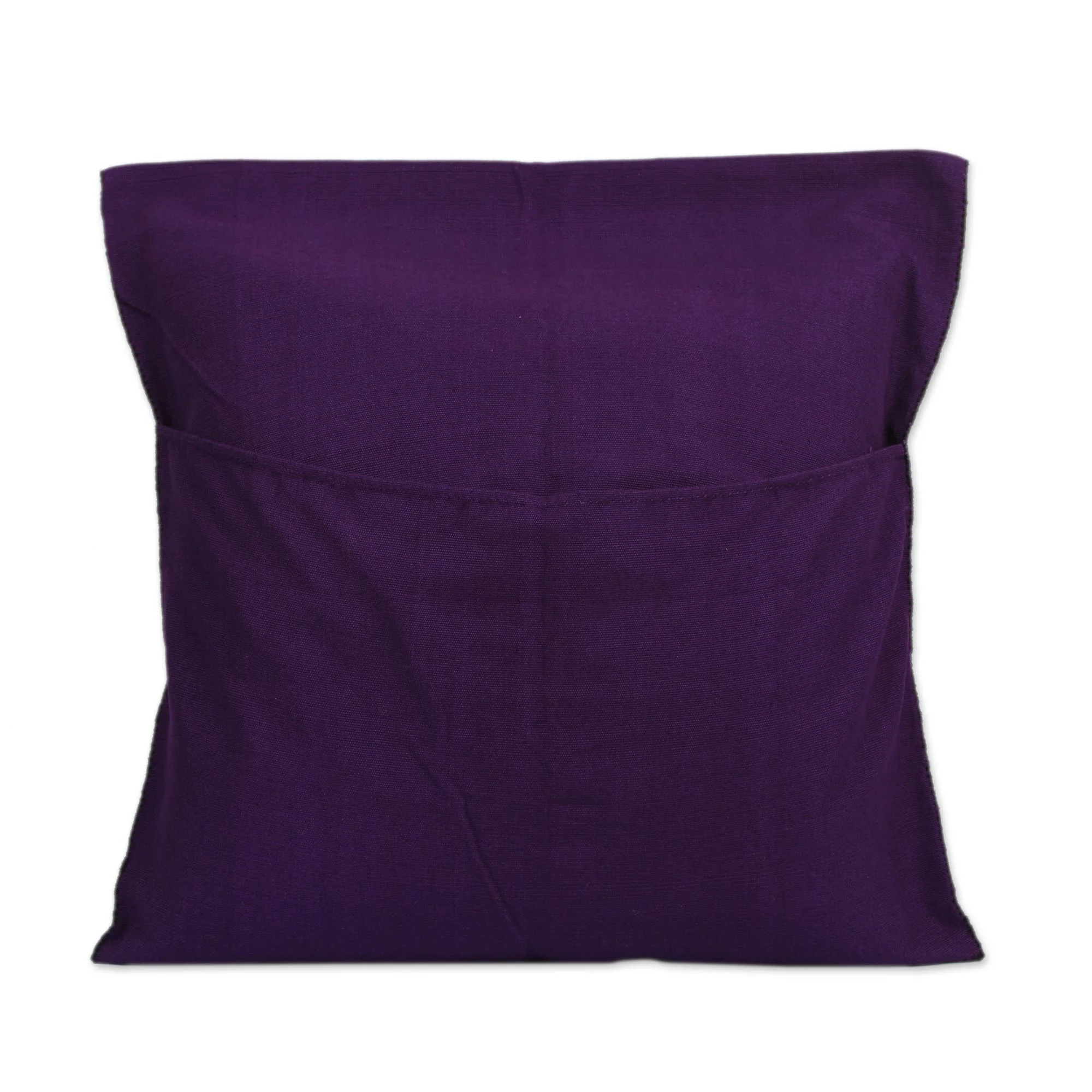Geometric Dance in Purple Cotton Cushion Cover in Purple and Black from Mexico - Image 4