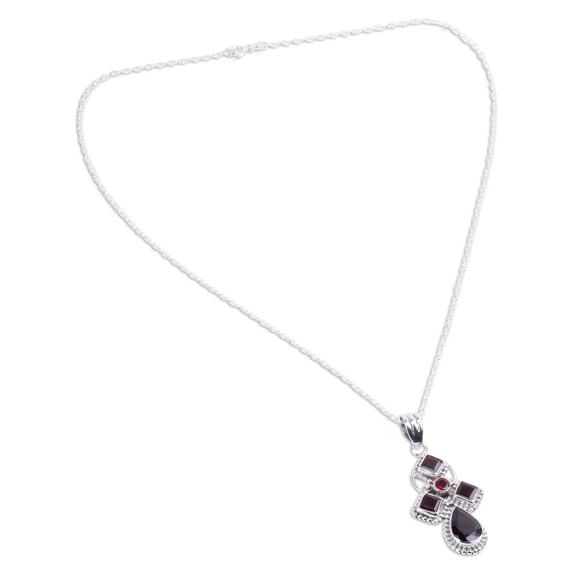 Geometric Illusions Garnet Pendant Necklace - Image 2