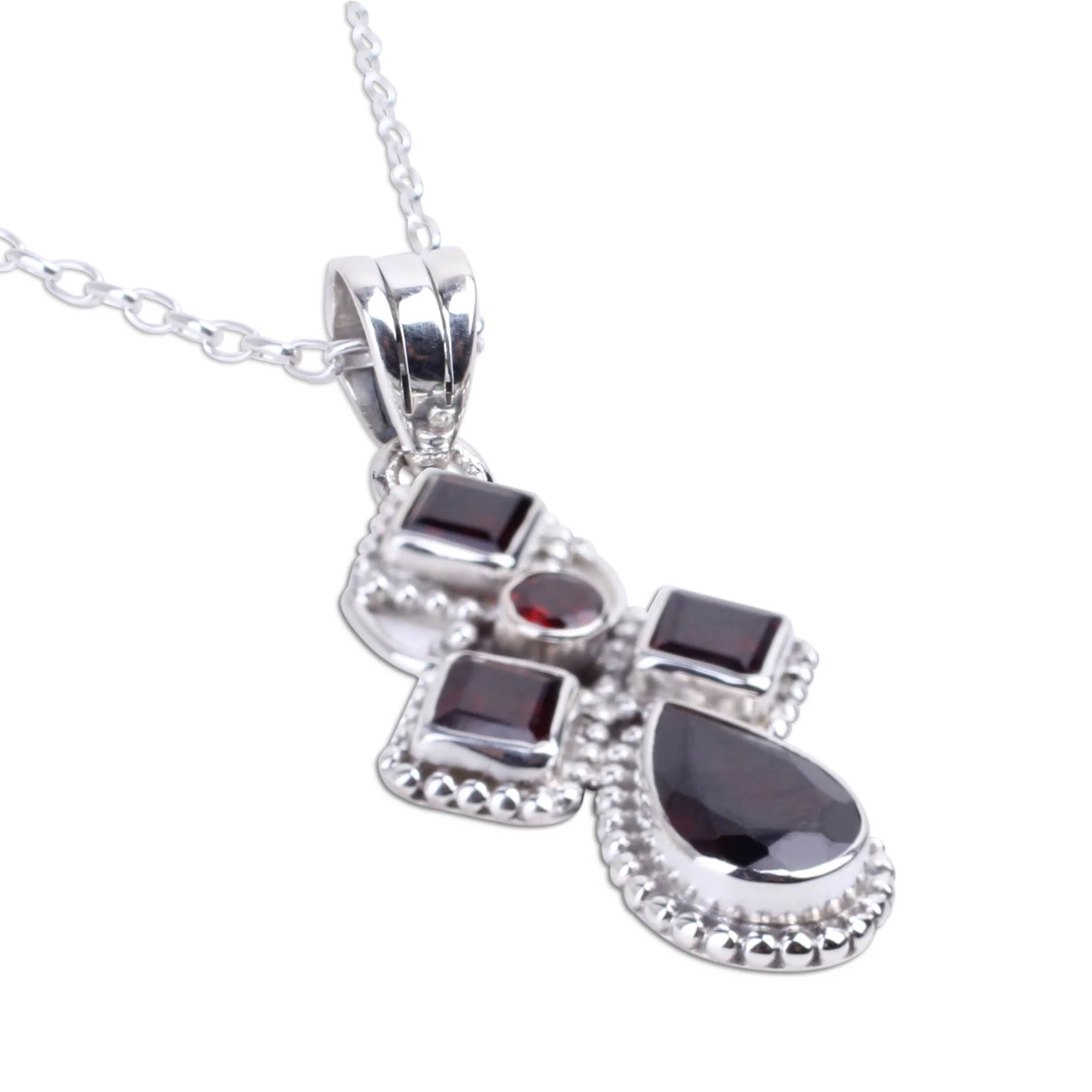Geometric Illusions Garnet Pendant Necklace - Image 4