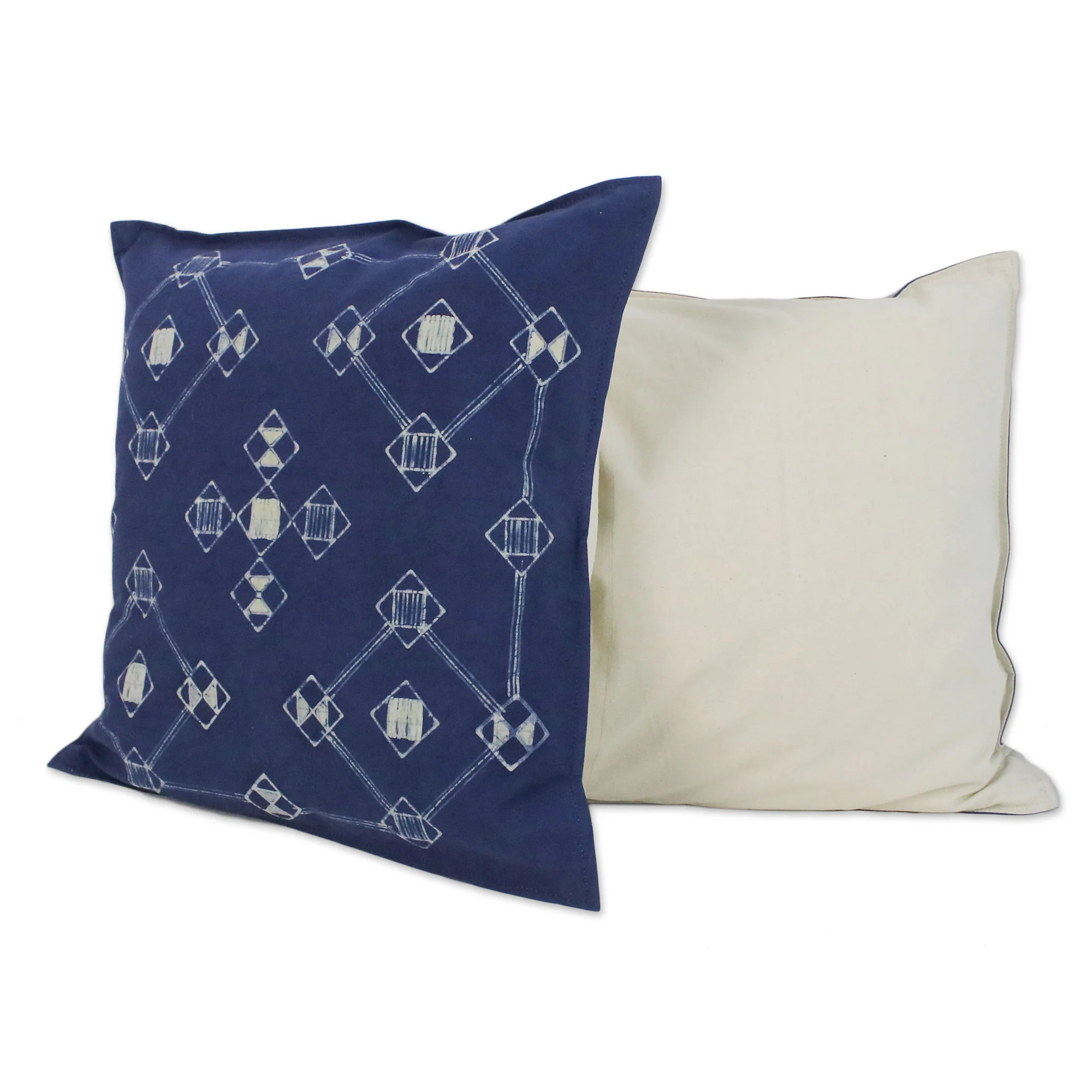Geometric Mood Batik Cotton Cushion Covers with Geometric Motifs (Pair) - Image 4