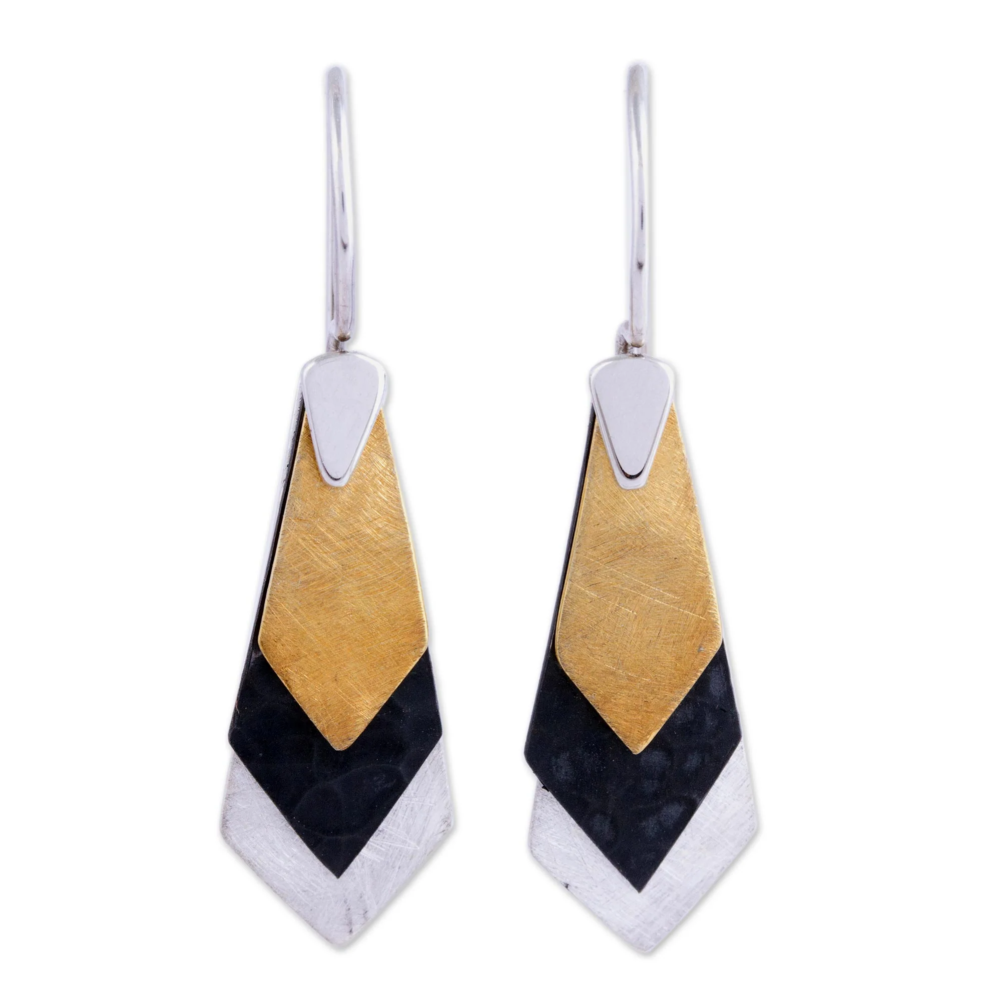 Geometrical Riddles Modern Gold Accent Dangle Earrings - Image 2