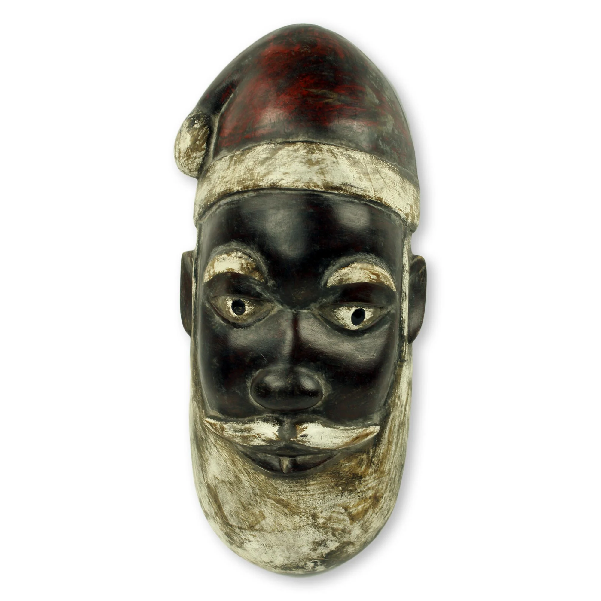 Ghanaian Santa Claus Artisan Hand Carved Unique Santa Claus African Mask - Image 2
