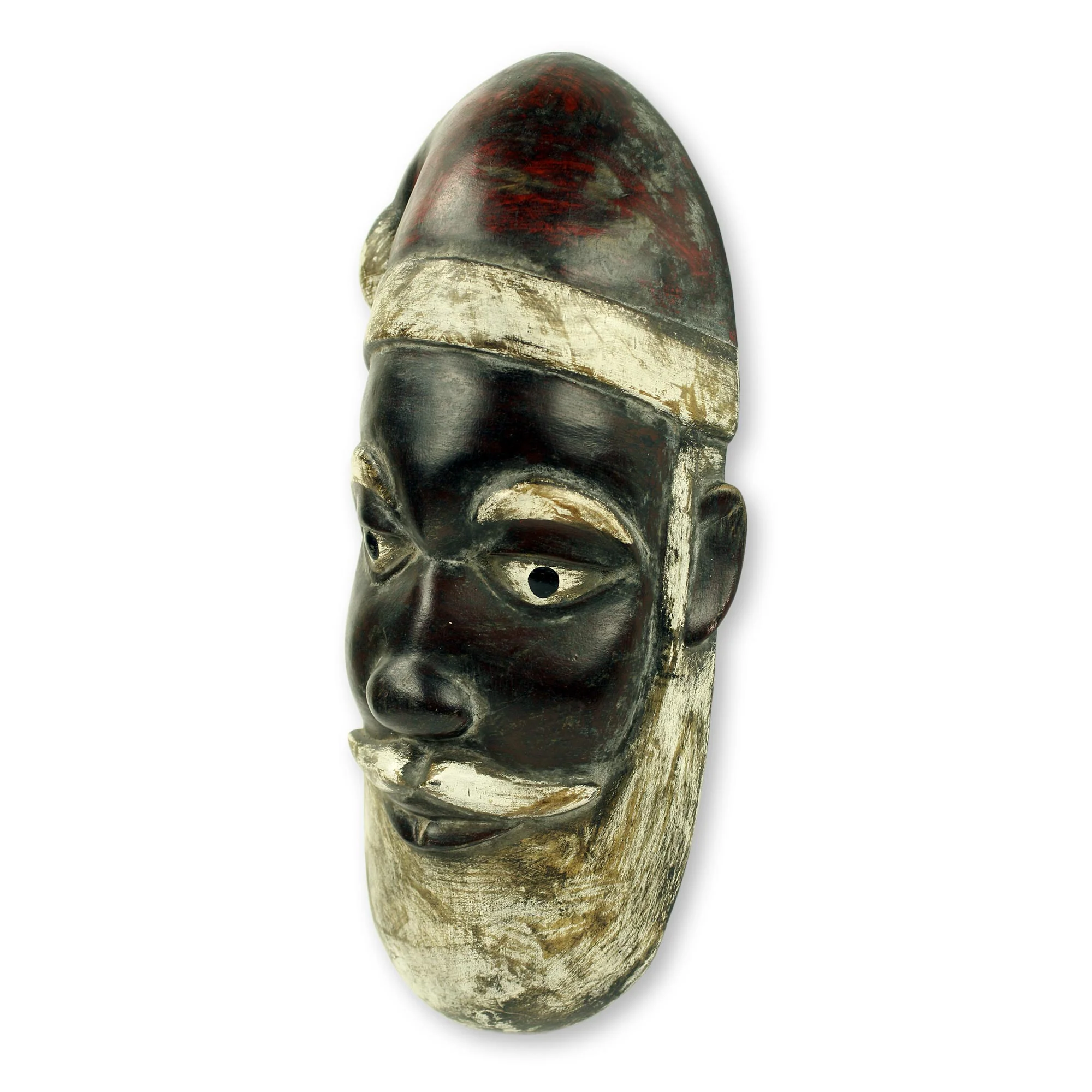 Ghanaian Santa Claus Artisan Hand Carved Unique Santa Claus African Mask - Image 3