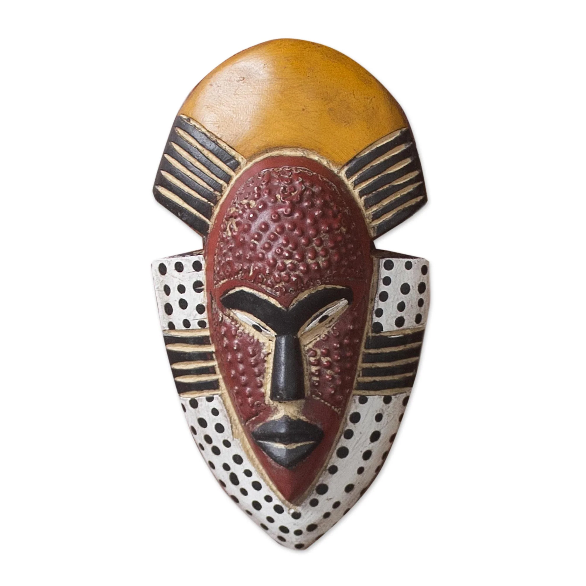 Ghana's Happiness Hand Carved West African Wood Wall Mask from Ghana - Image 2