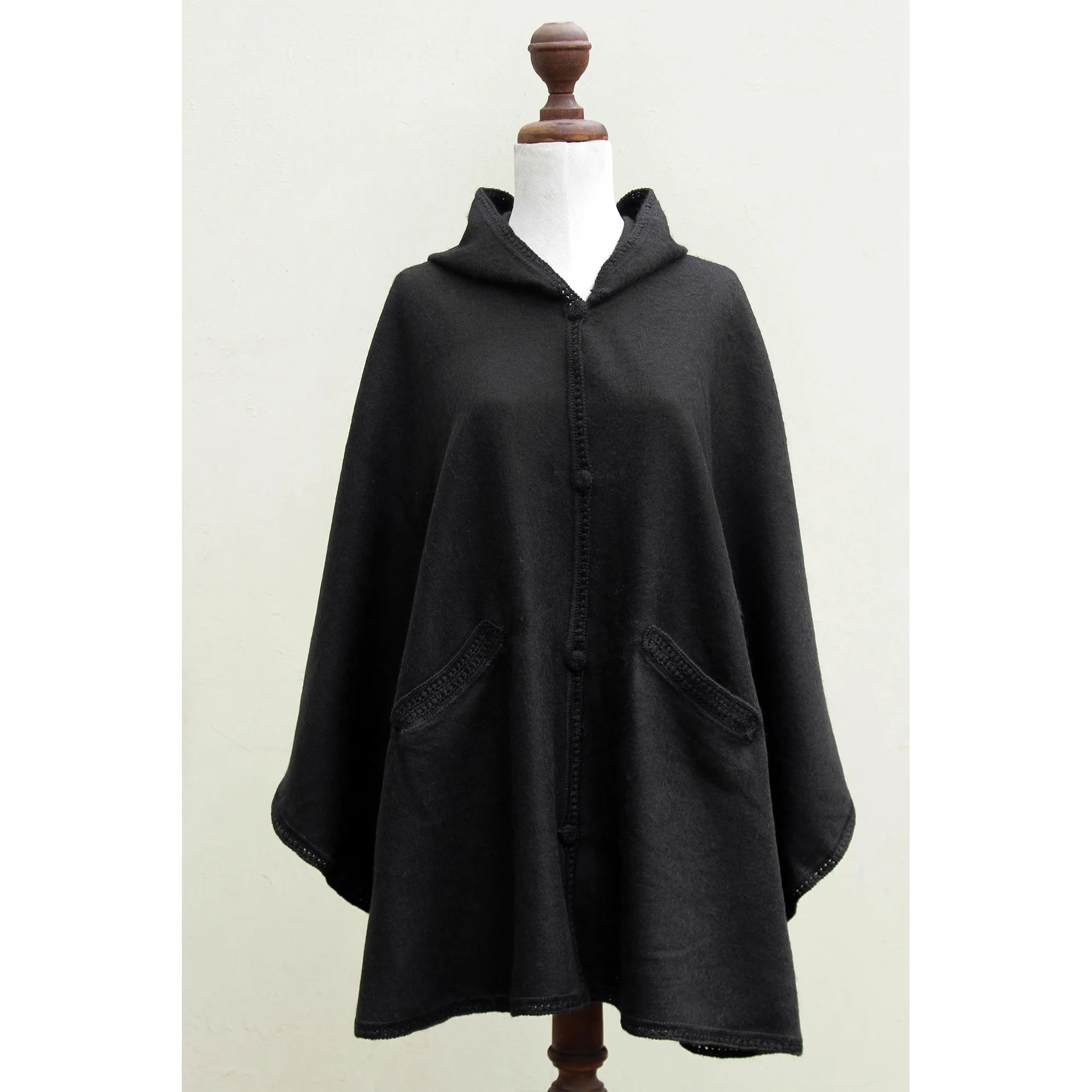 Glamorous Night Black Hooded Ruana Cape - Image 4