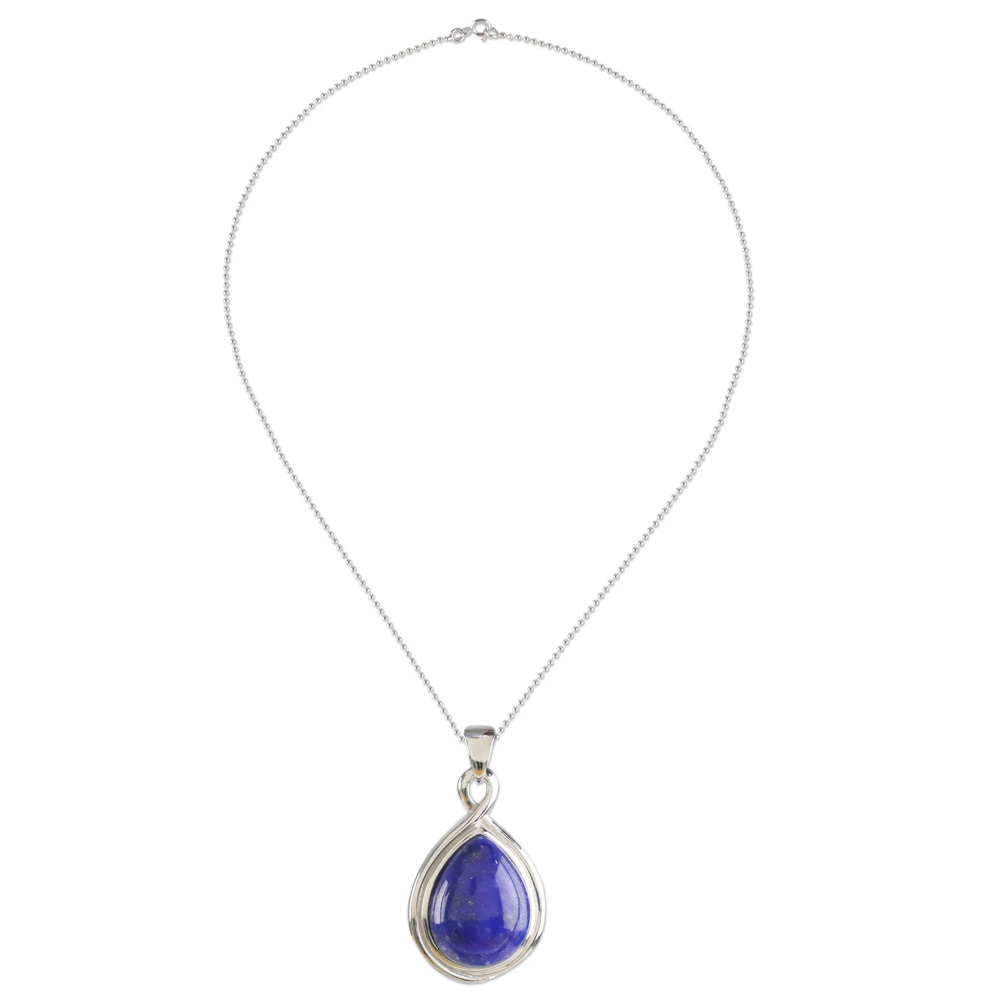 Glamorous Twist Drop-Shaped Lapis Lazuli Pendant Necklace from Thailand - Image 2