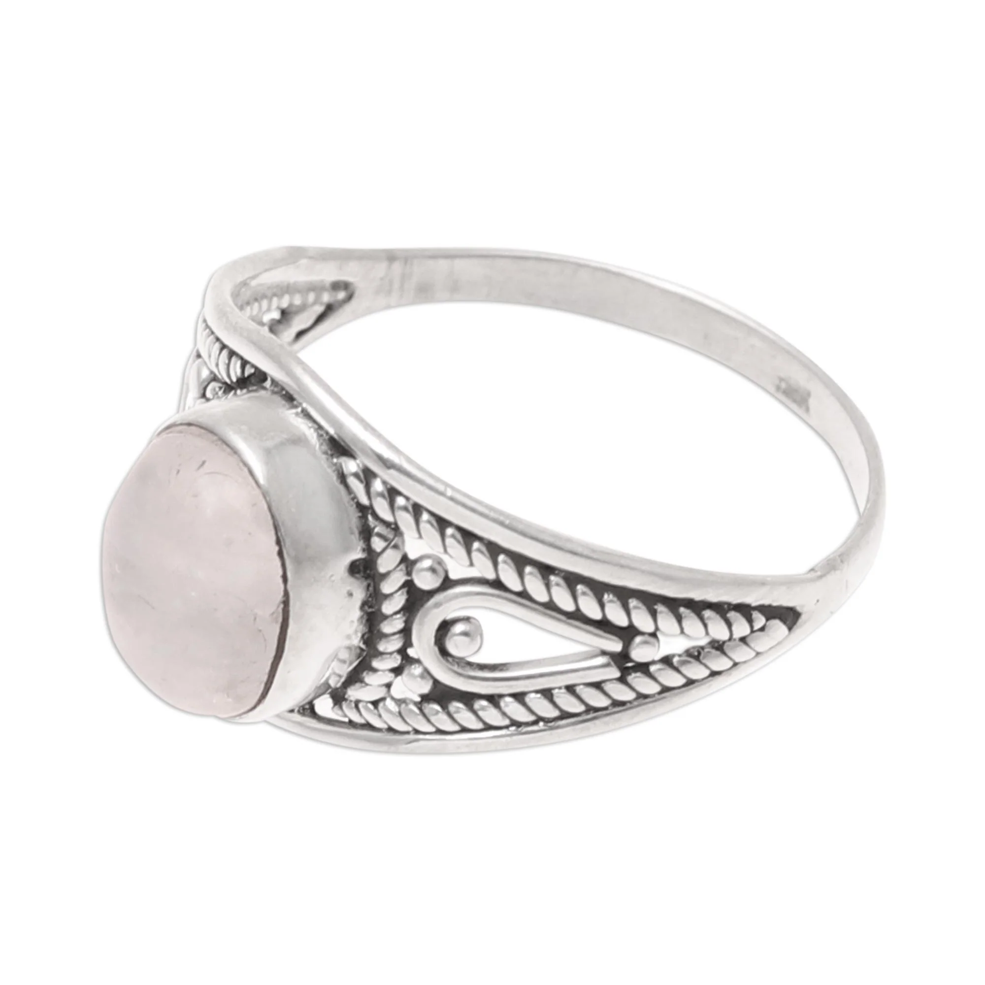 Gleaming Appeal Oval Rainbow Moonstone Cocktail Ring from India - Image 5