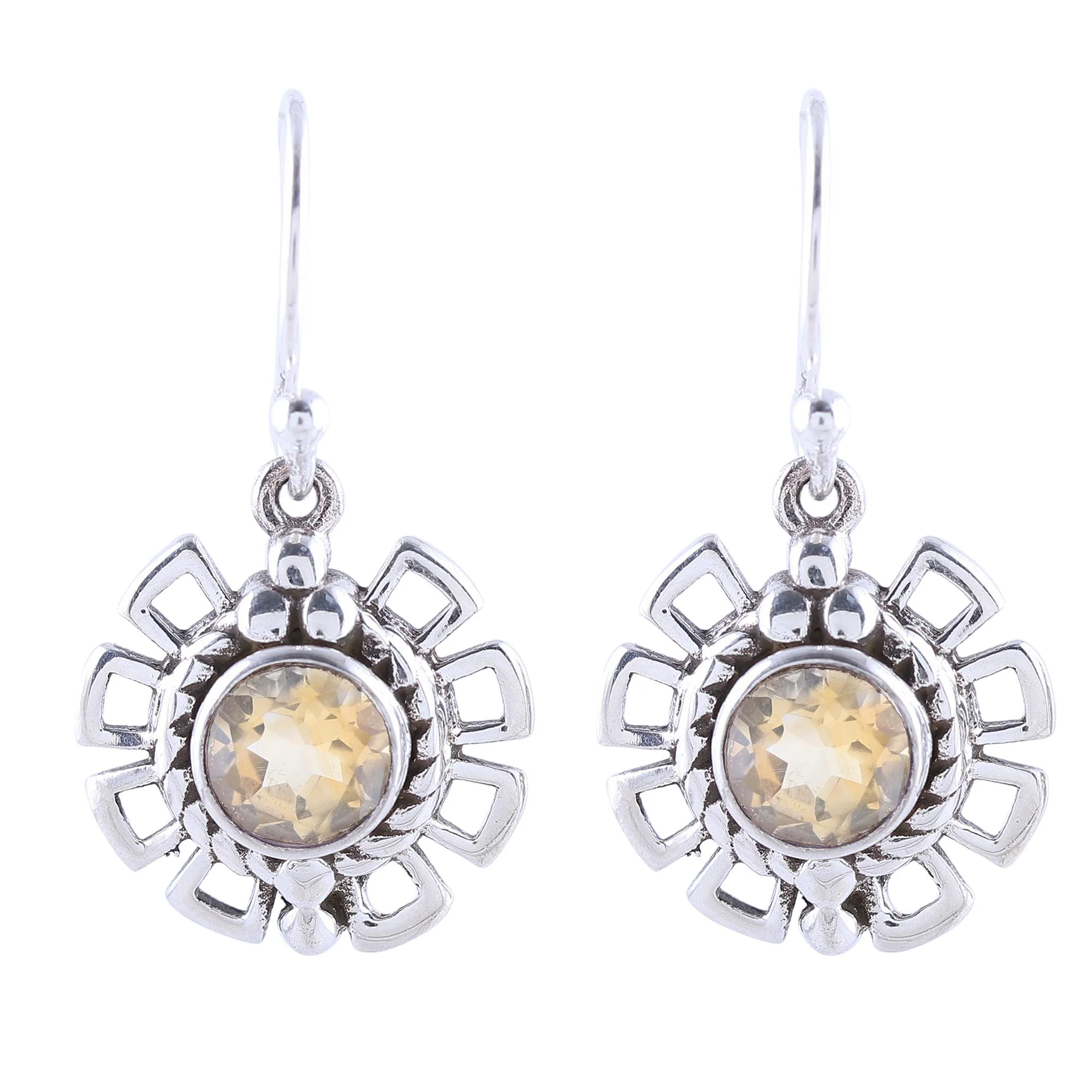 Gleaming Bloom Gleaming Citrine Dangle Earrings Crafted in India - Image 2