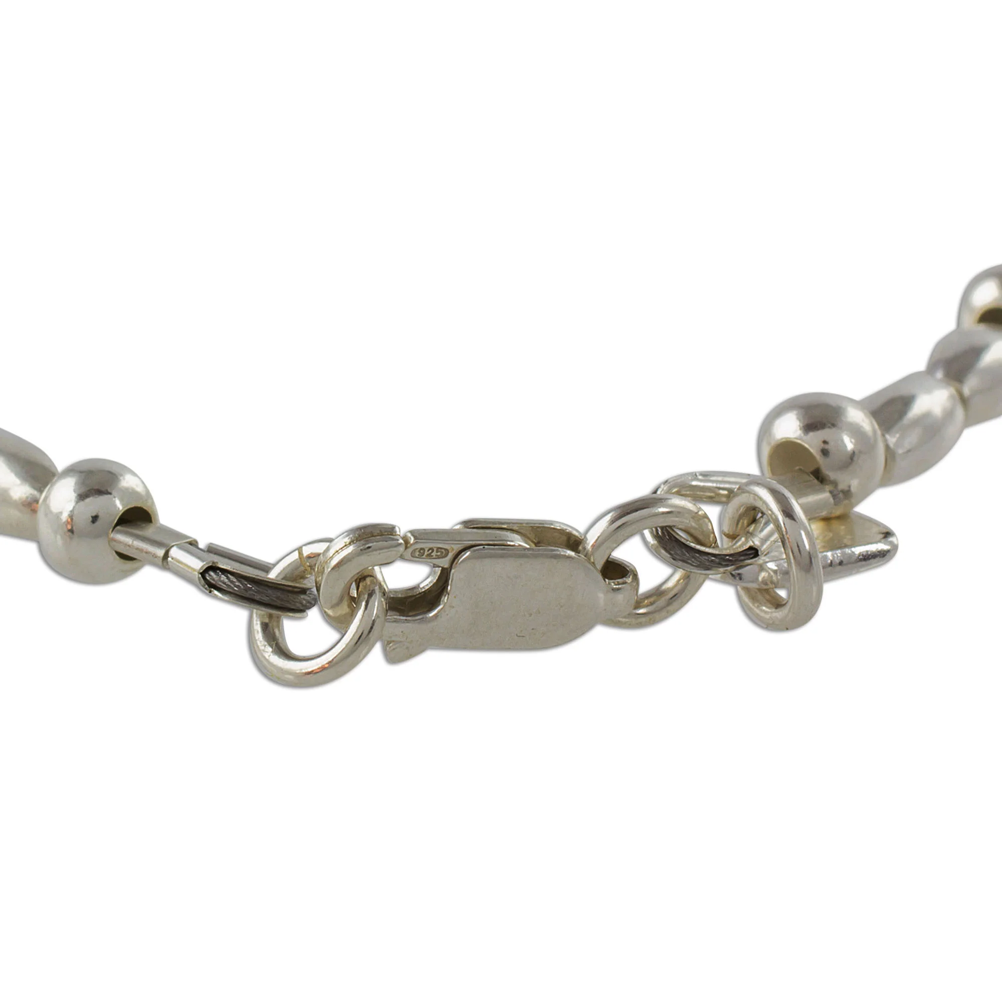 Gleaming Combination High-Polish Sterling Silver Beaded Bracelet from Guatemala - Image 3