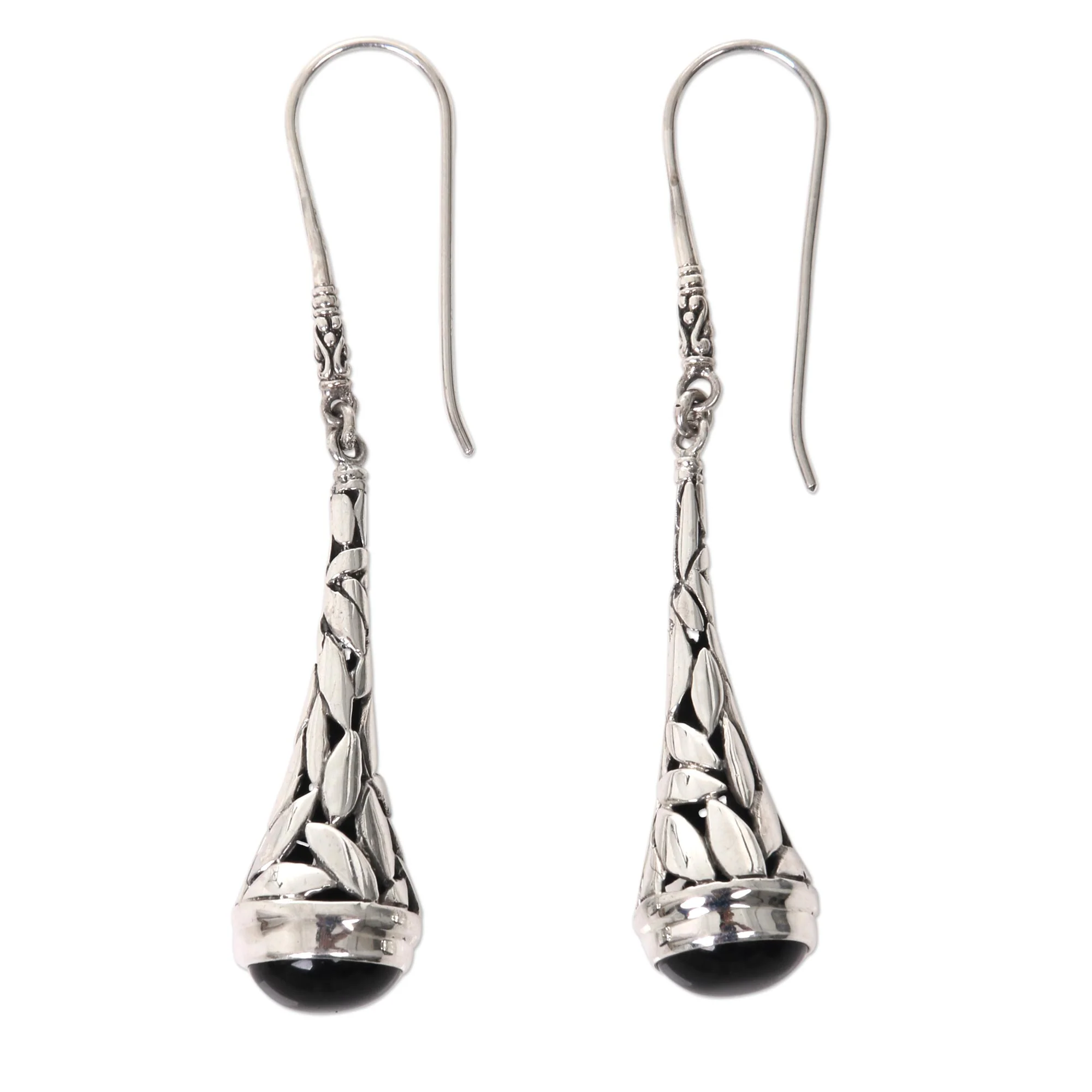 Gleaming Paddy Onyx & Silver Dangle Earrings - Image 3