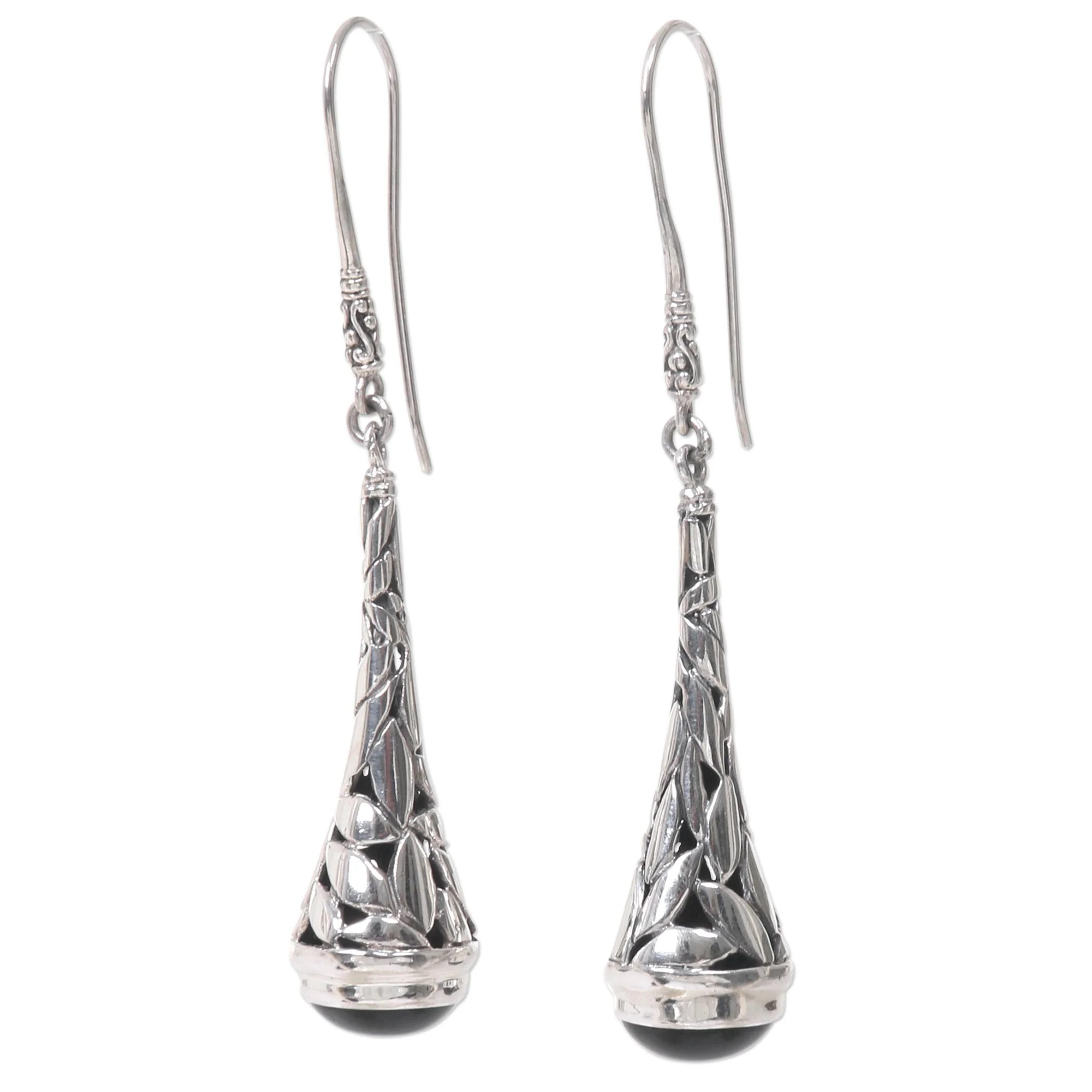 Gleaming Paddy Onyx & Silver Dangle Earrings - Image 5