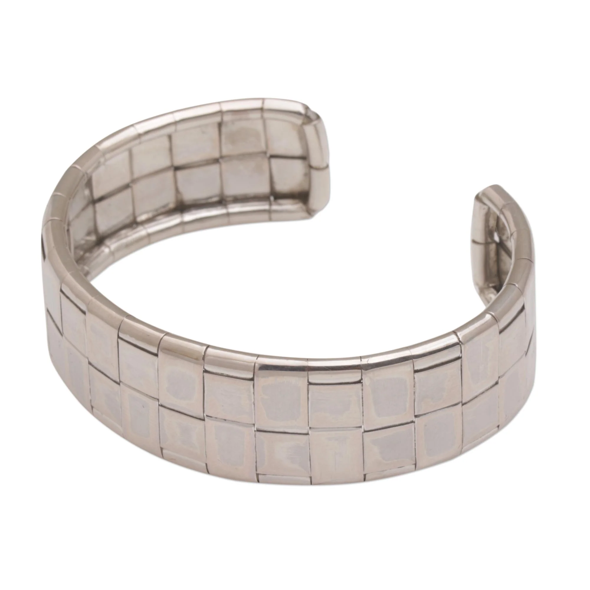 Gleaming Weave Woven Sterling Silver Cuff Bracelet from Bali - Image 5