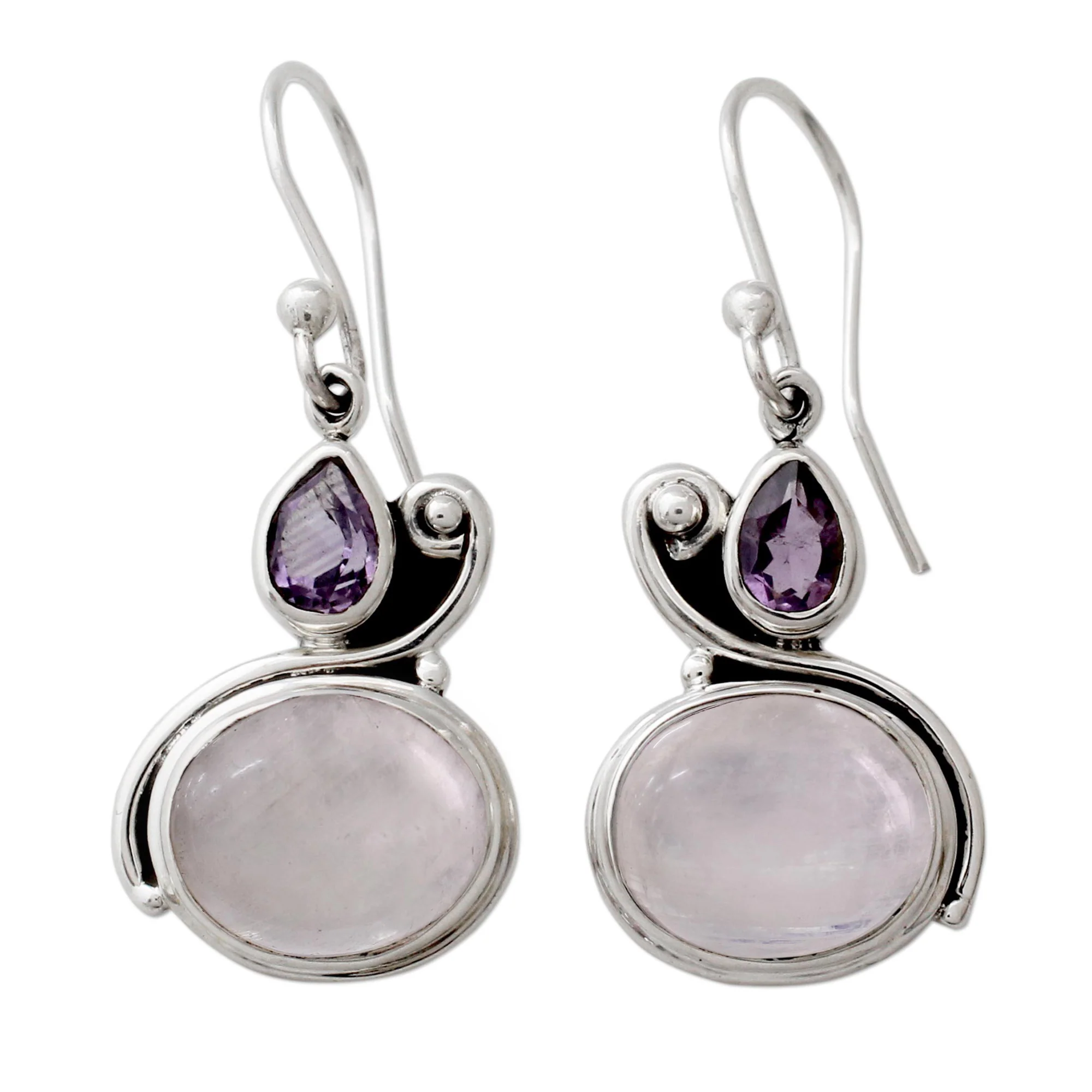 Glistening Beauty Moonstone Dangle Earrings - Image 2