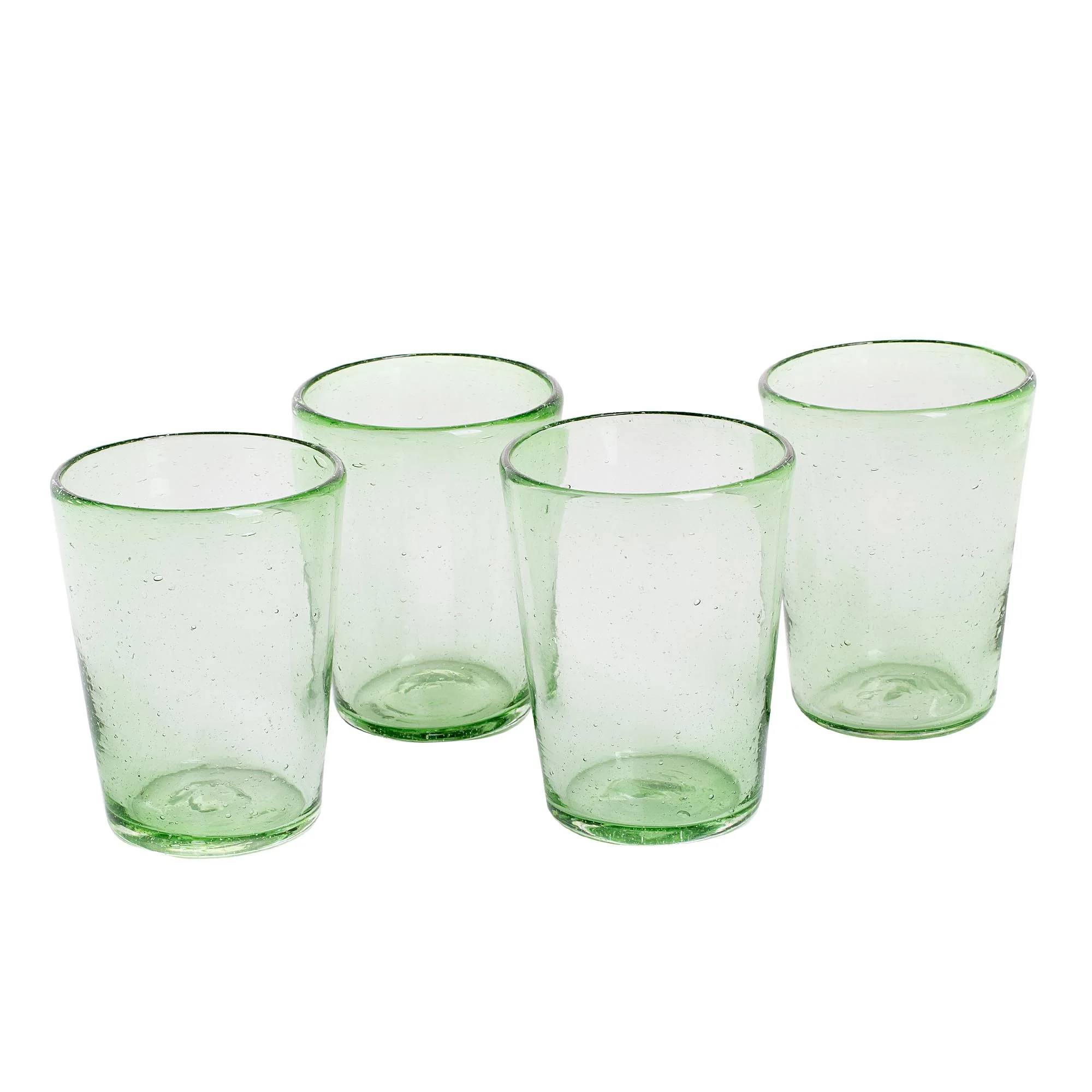 Glistening Meadow Handblown Recycled Glass Pale Green Juice Glasses (Set of 4) - Image 2