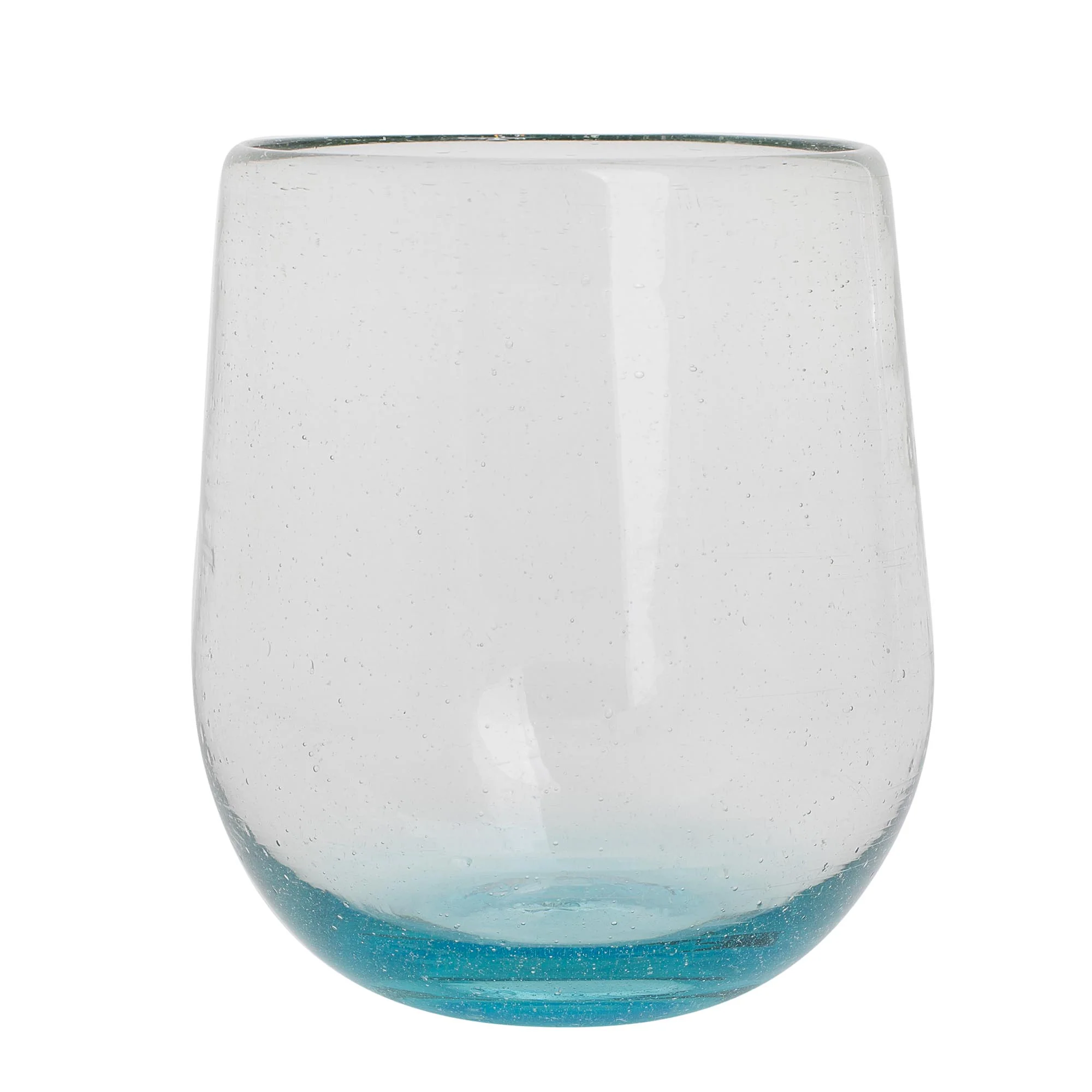 Glistening Sea Set of Four Recycled Glass Stemless Wine Glasses in Blue - Image 4