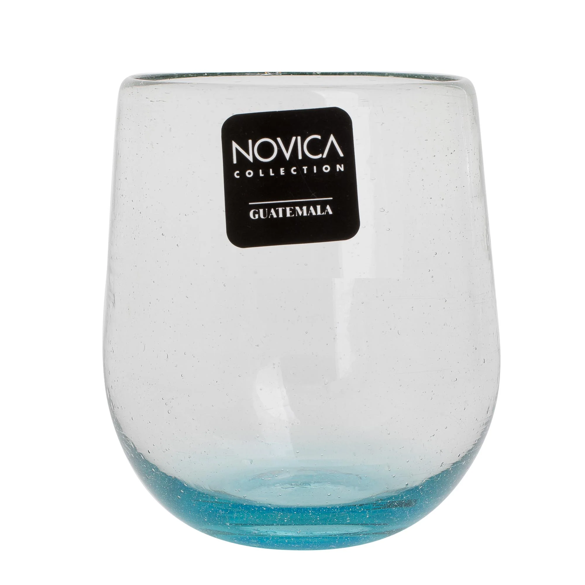 Glistening Sea Set of Four Recycled Glass Stemless Wine Glasses in Blue - Image 5