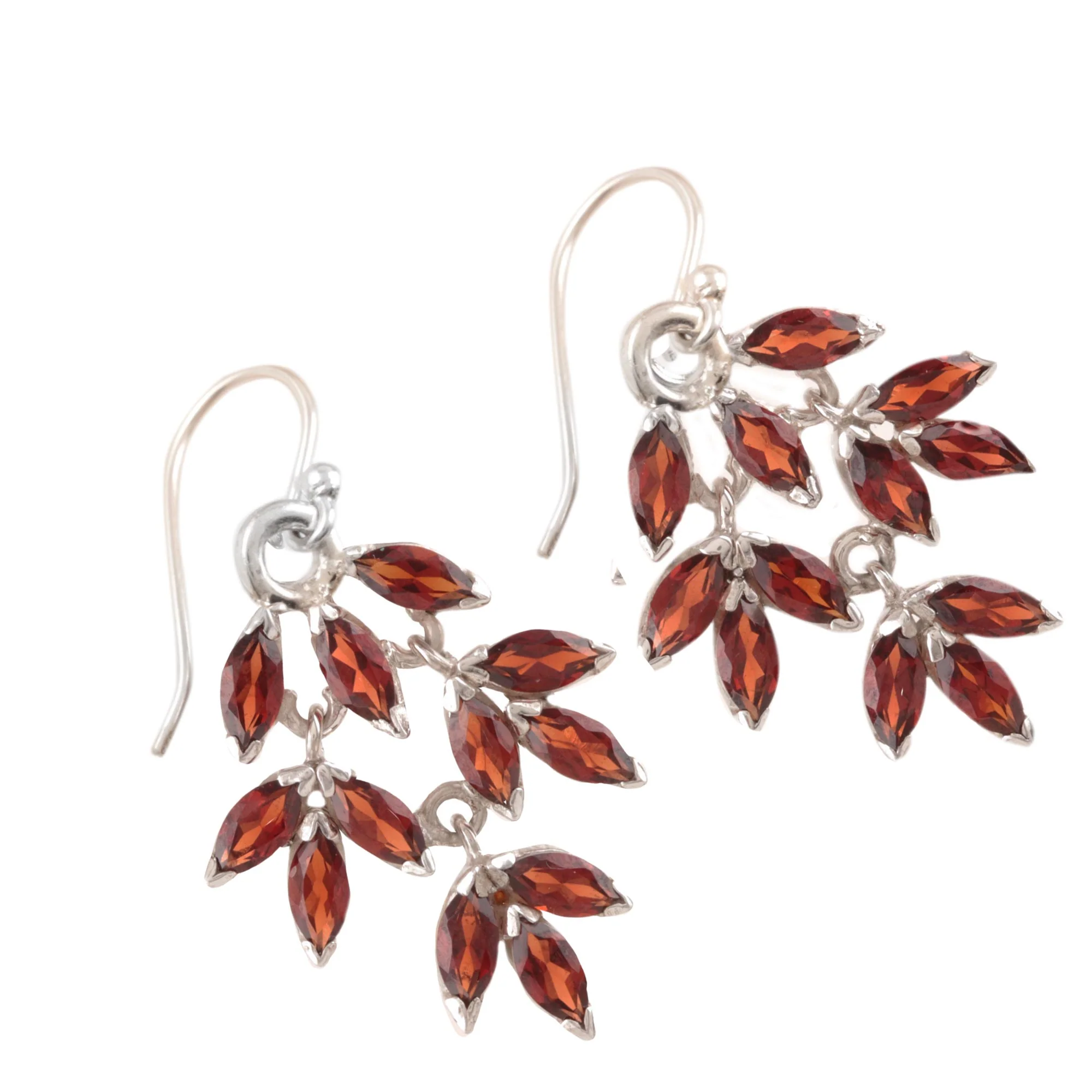 Glittering Autumn Marquise Garnet Dangle Earrings Crafted in India - Image 4