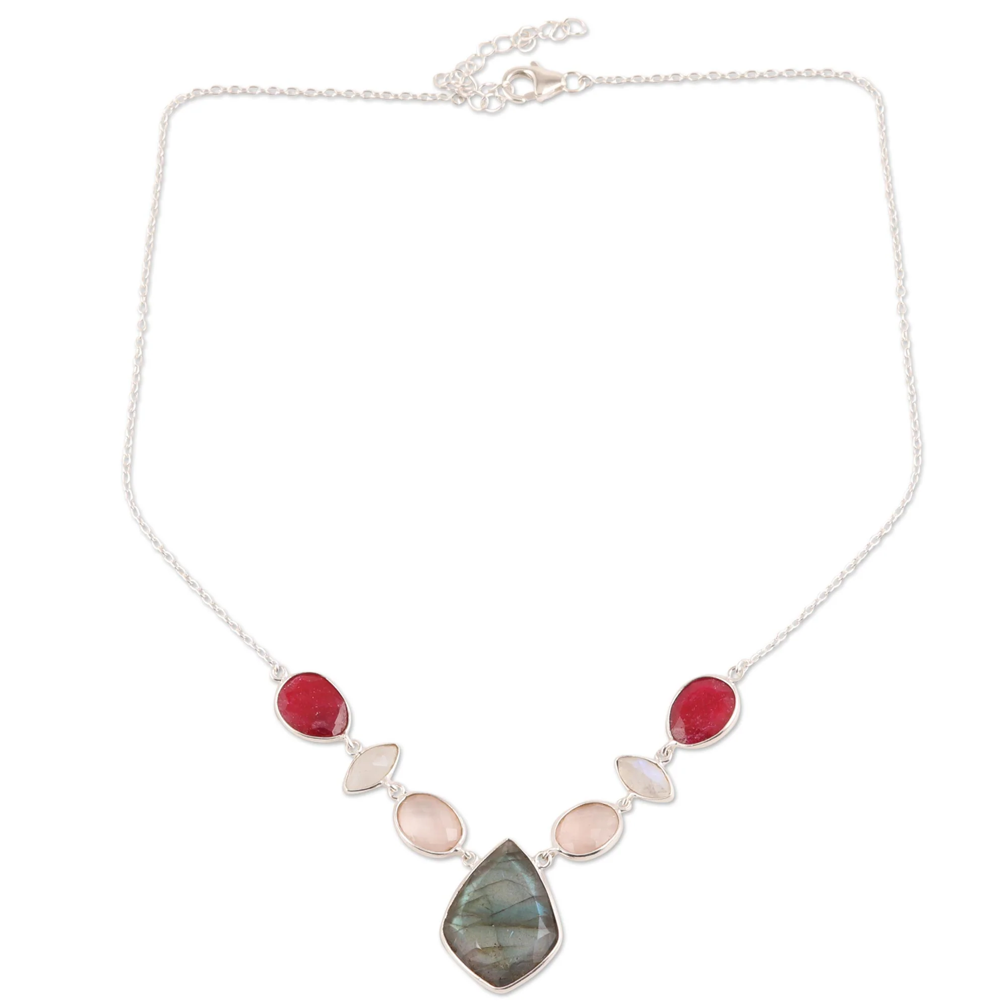 Glittering Gemstones 21.5-Carat Multi-Gemstone Pendant Necklace from India - Image 2