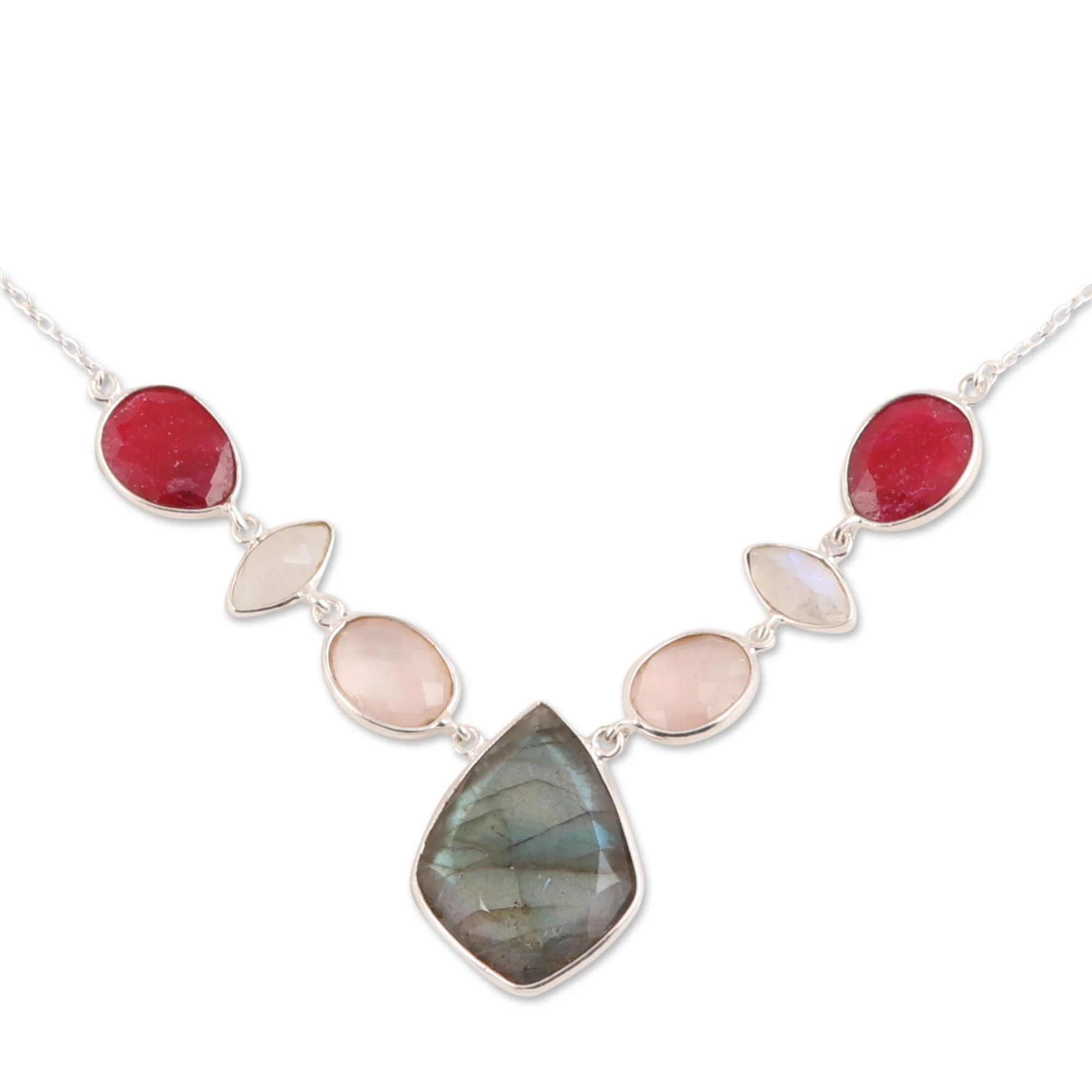 Glittering Gemstones 21.5-Carat Multi-Gemstone Pendant Necklace from India - Image 3