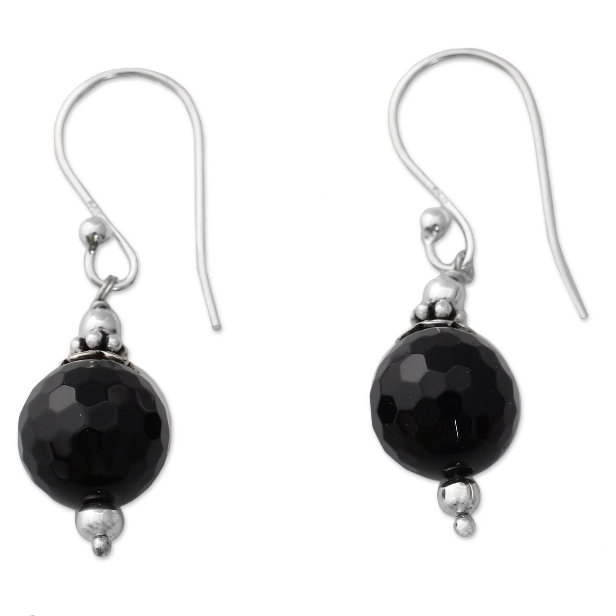 Glorious Black Onyx & Silver Dangle Earrings - Image 2