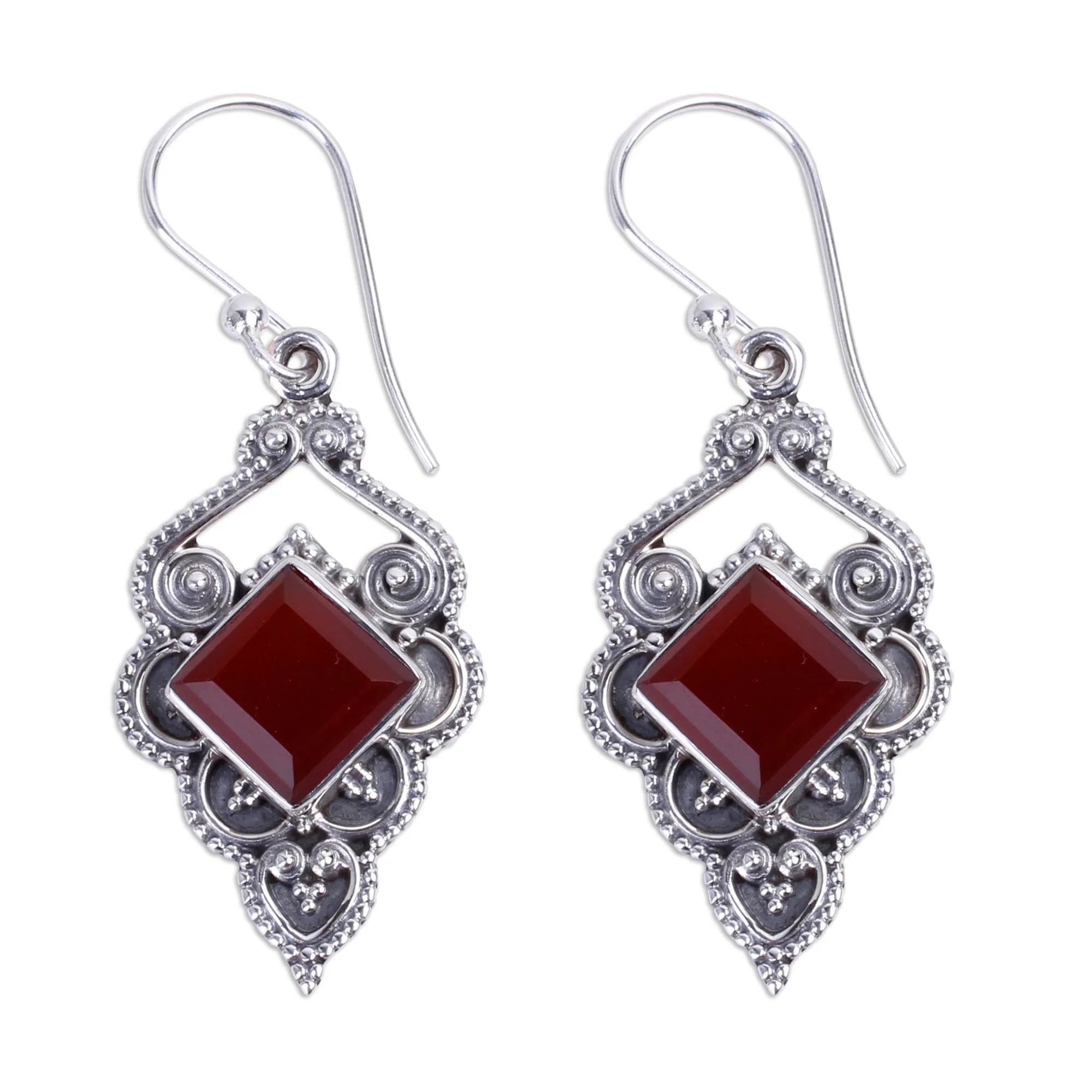 Glorious Orange Carnelian Silver Earrings - Image 2