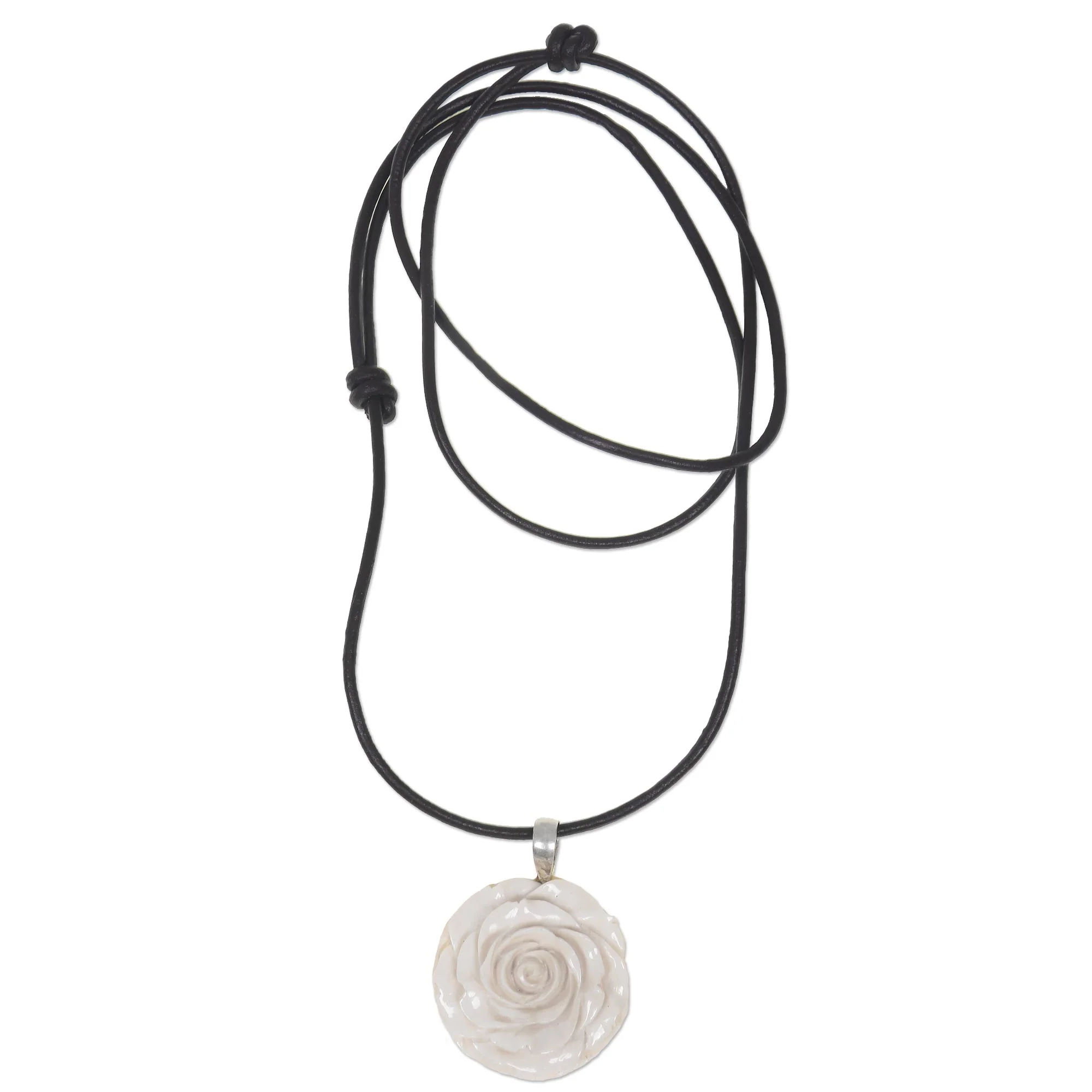 Glorious Rose Bone Pendant Necklace - Image 3