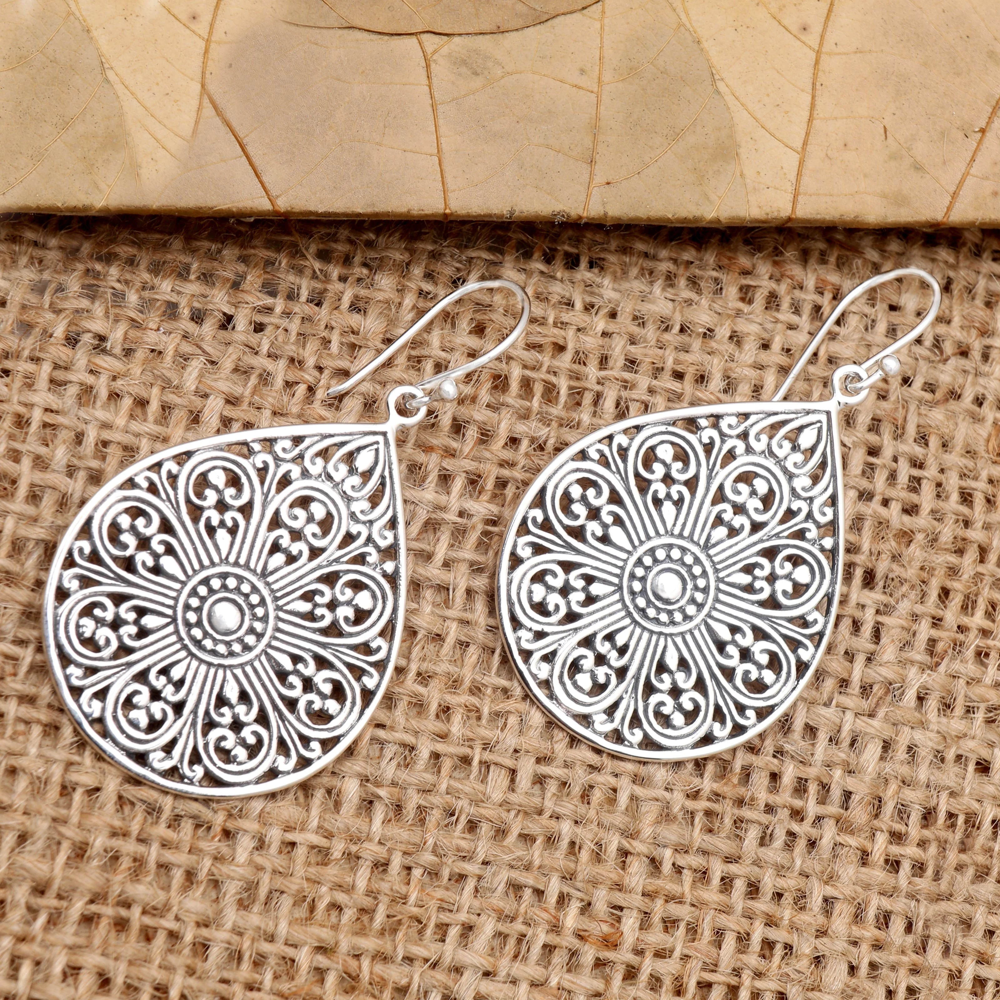 Glorious Teardrops Drop-Shaped Sterling Silver Dangle Earrings from Bali - Image 3