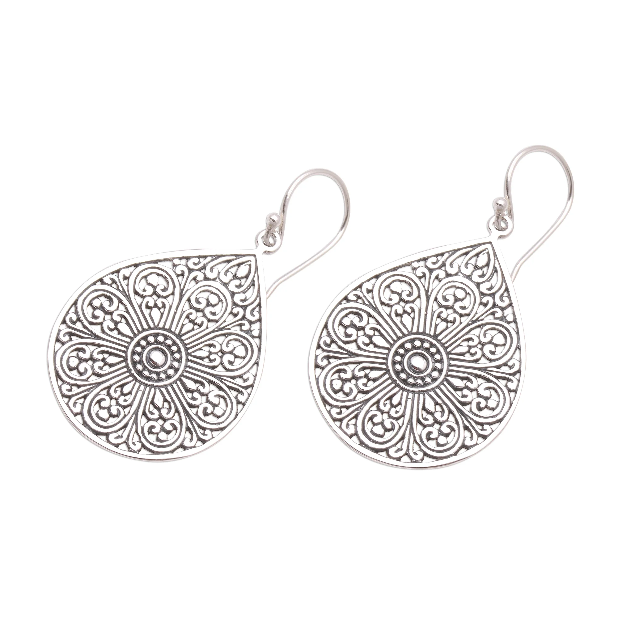 Glorious Teardrops Drop-Shaped Sterling Silver Dangle Earrings from Bali - Image 4