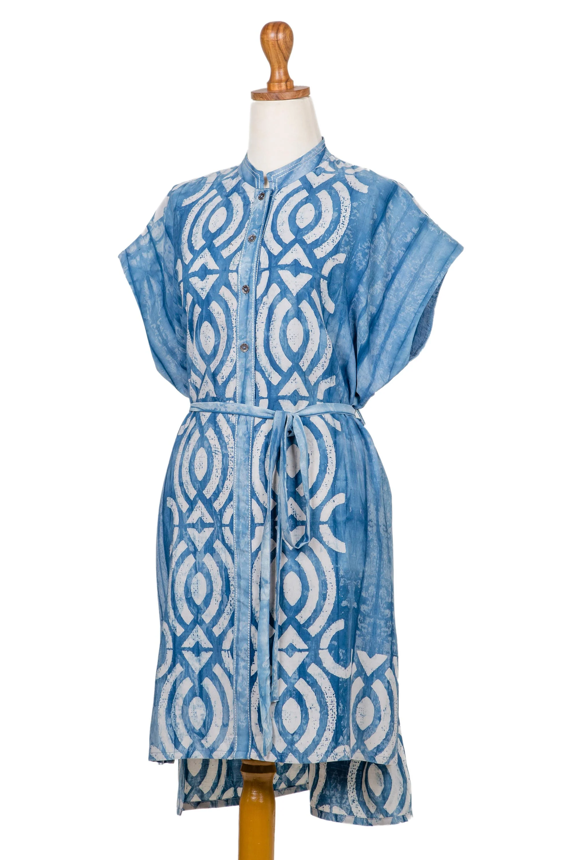 Goddess Eye Batik Cotton Shirtwaist Dress from Java - Image 5