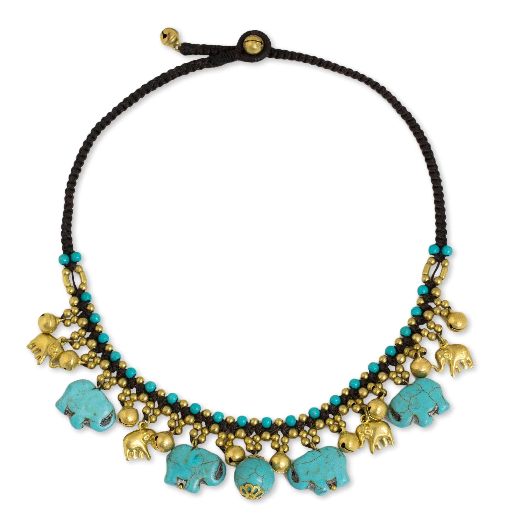 Gold & Blue Elephant Statement Necklace - Image 2