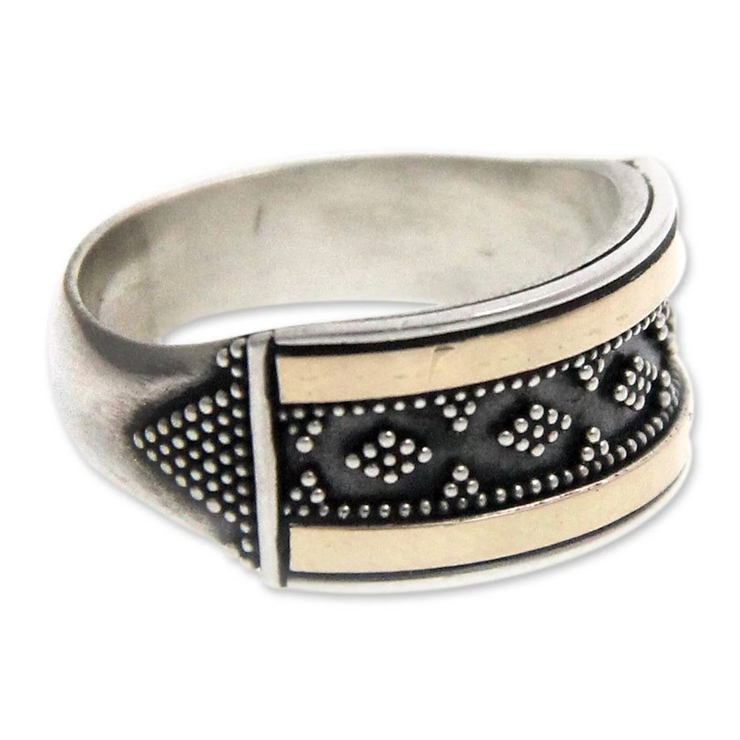 Golden Armor Unique Sterling Silver and Gold Accent Ring from Indonesia - Image 2