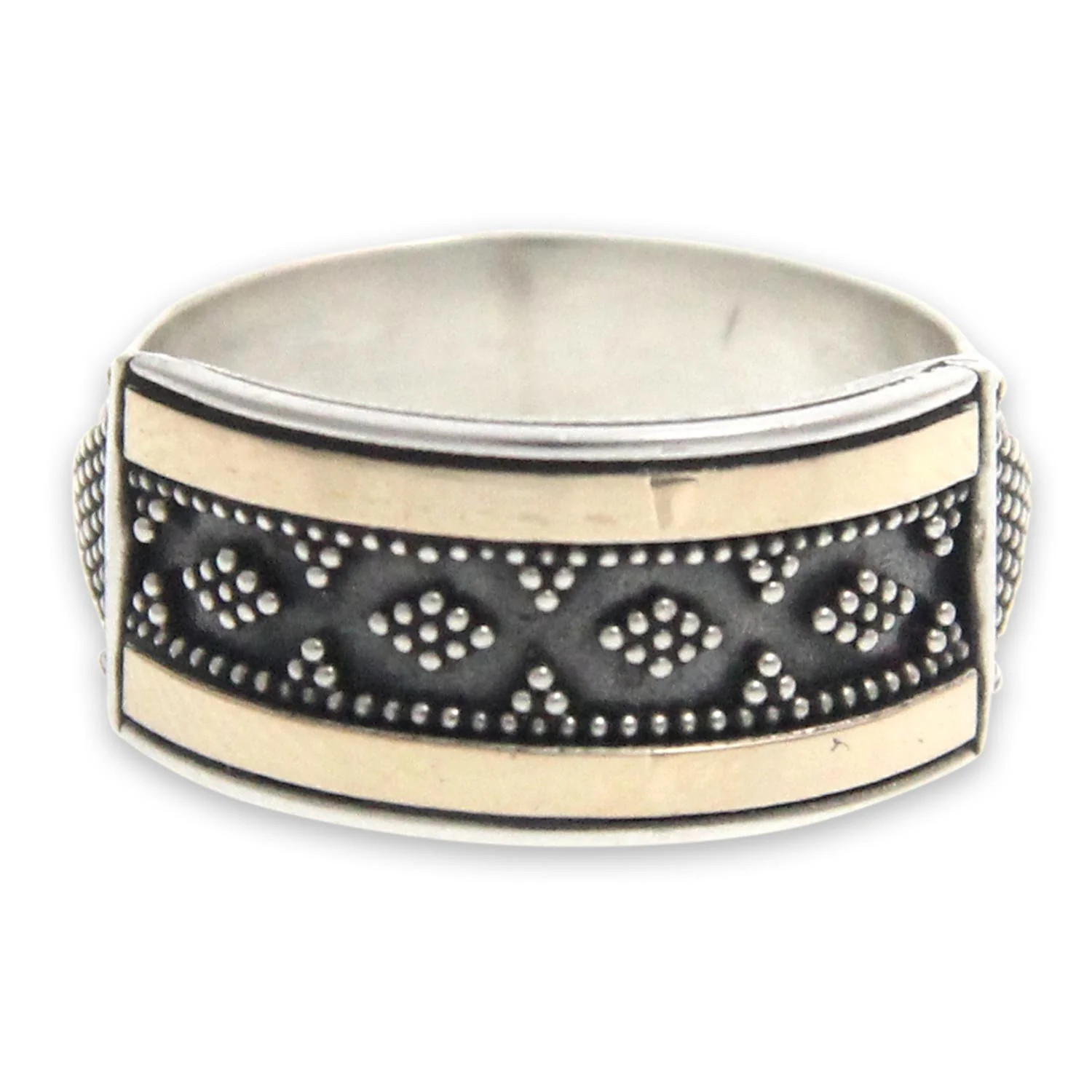 Golden Armor Unique Sterling Silver and Gold Accent Ring from Indonesia - Image 3