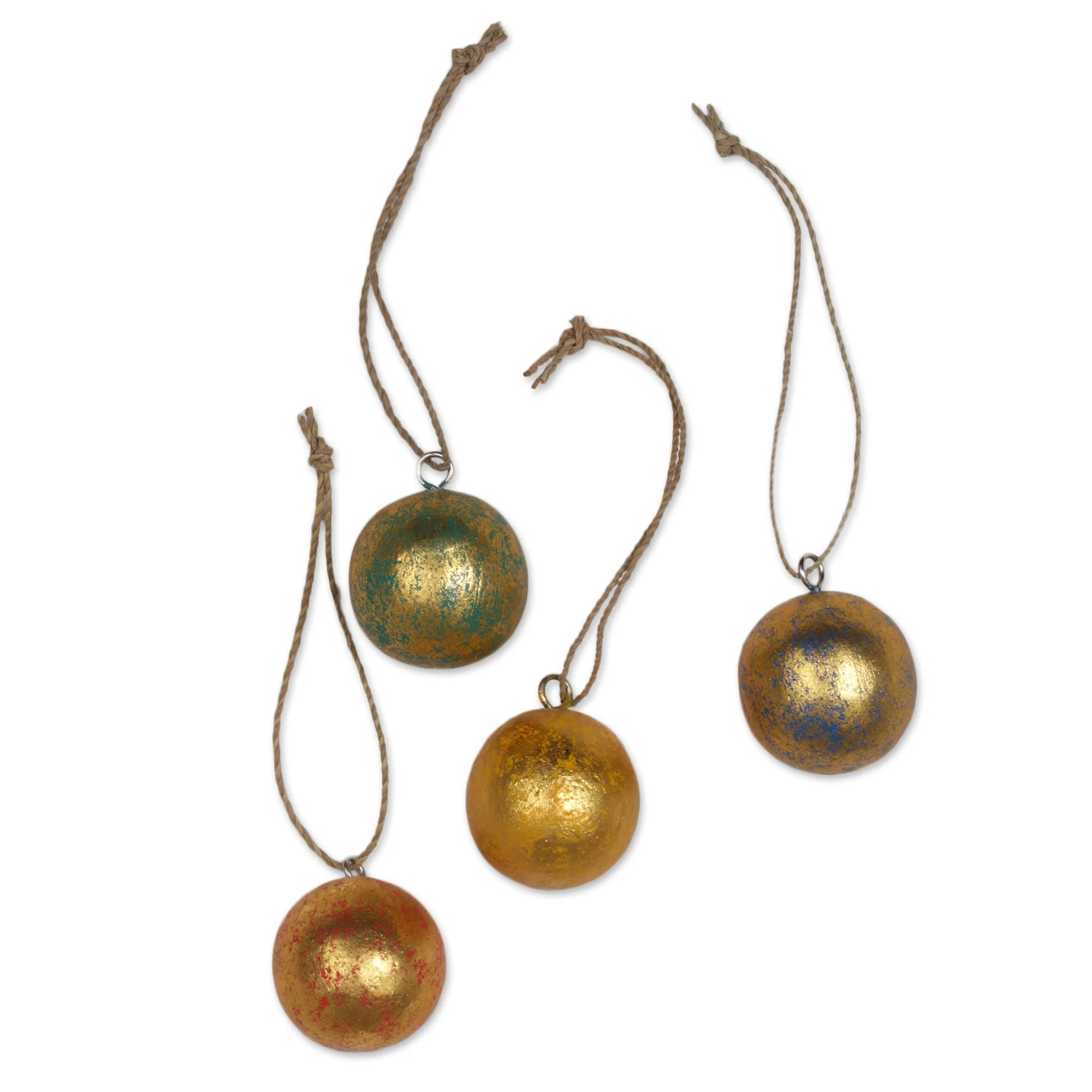 Golden Baubles Holiday Ornaments - Set of 4 - Image 4