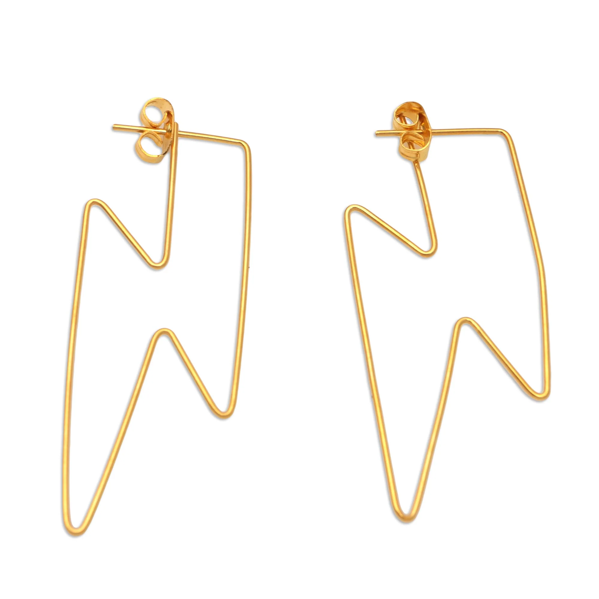 Golden Bolt Gold-Plated Lightening Bolt Drop Earrings - Image 2