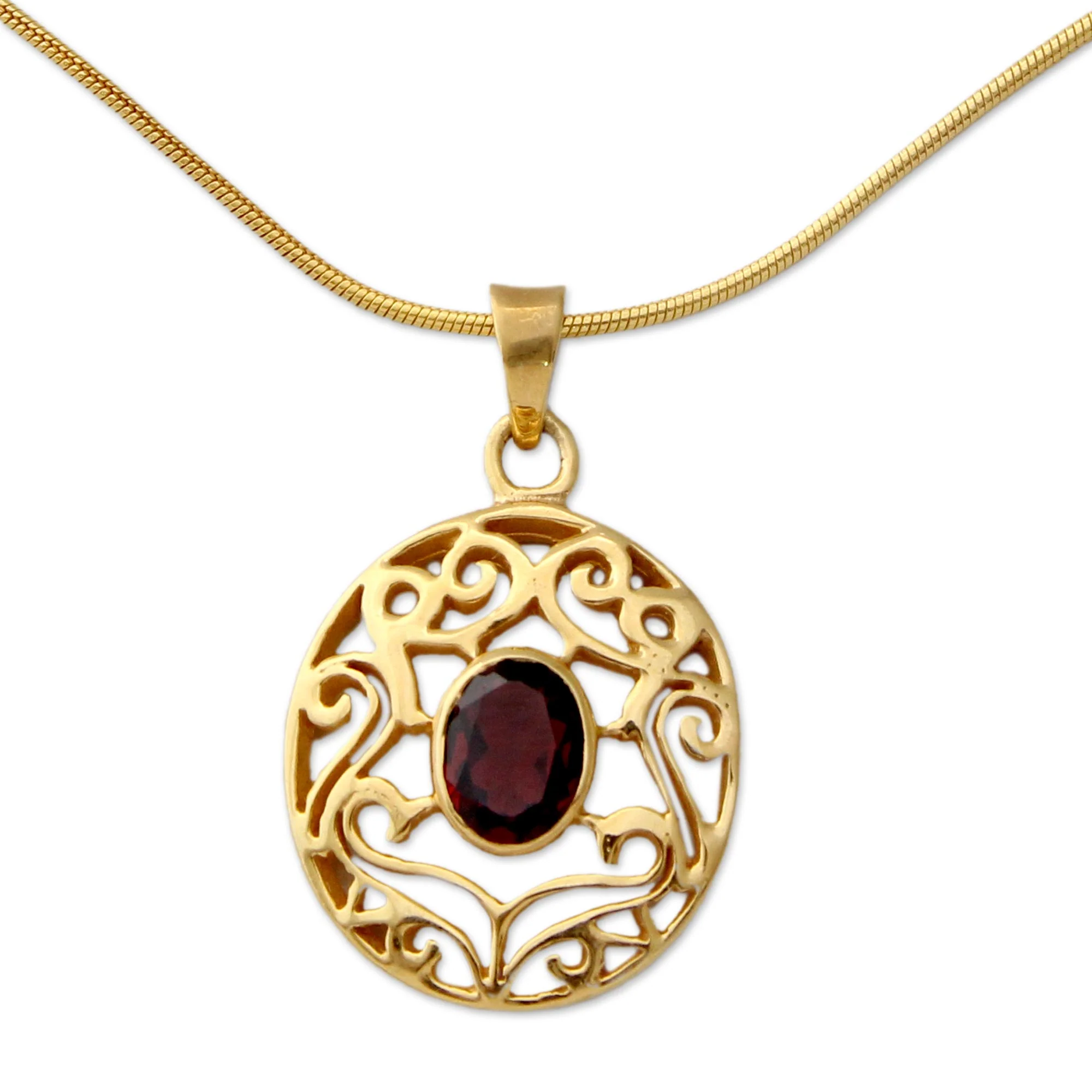 Golden Goddess Handcrafted Vermeil and Garnet Necklace Golden Jewelry - Image 2