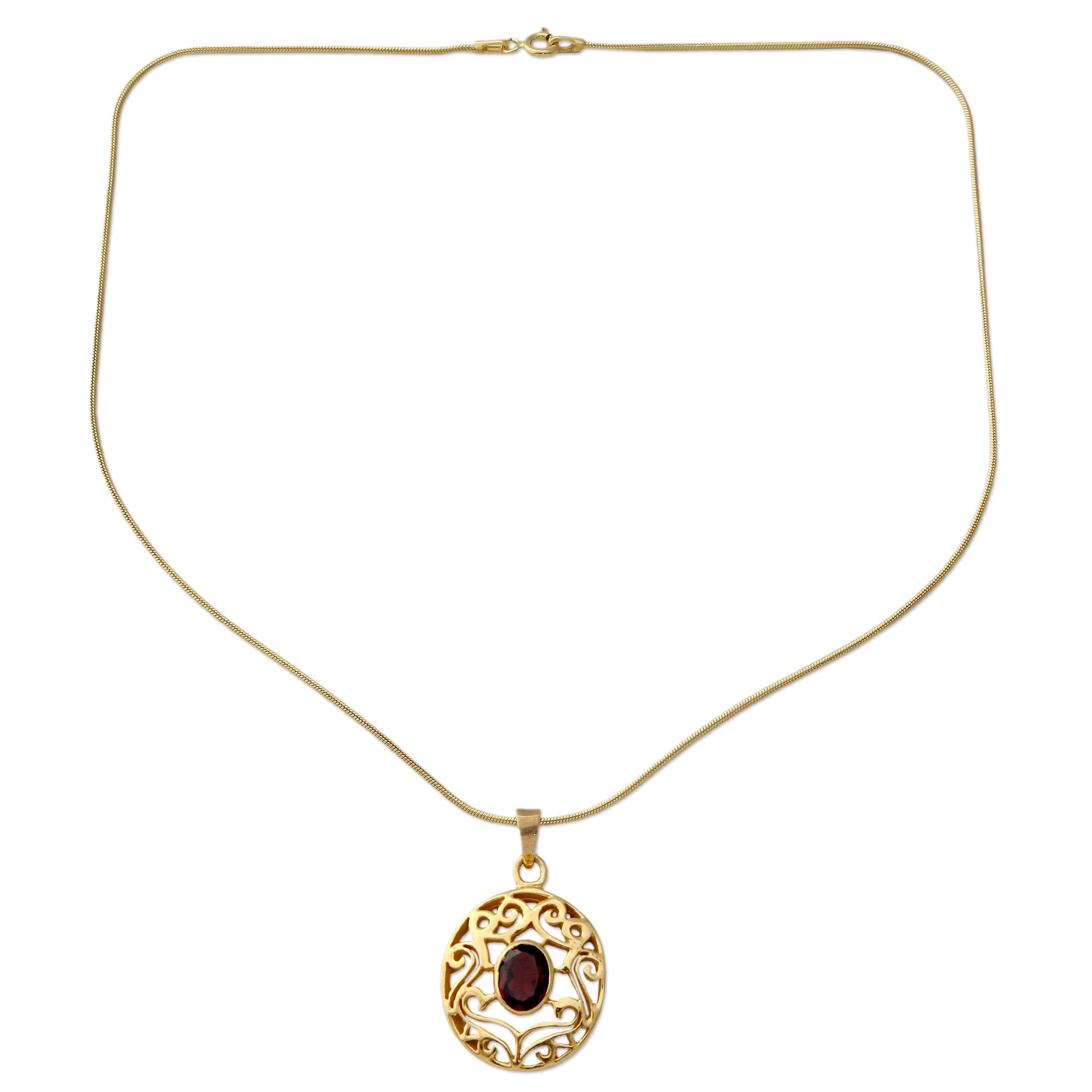 Golden Goddess Handcrafted Vermeil and Garnet Necklace Golden Jewelry - Image 3