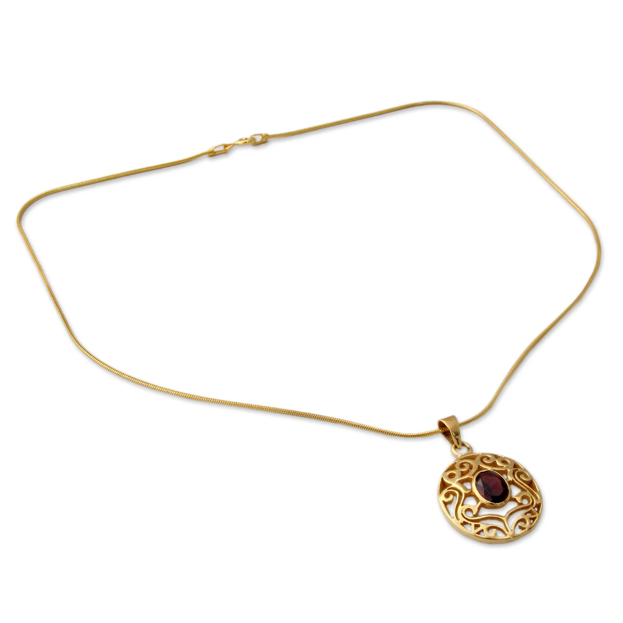Golden Goddess Handcrafted Vermeil and Garnet Necklace Golden Jewelry - Image 4