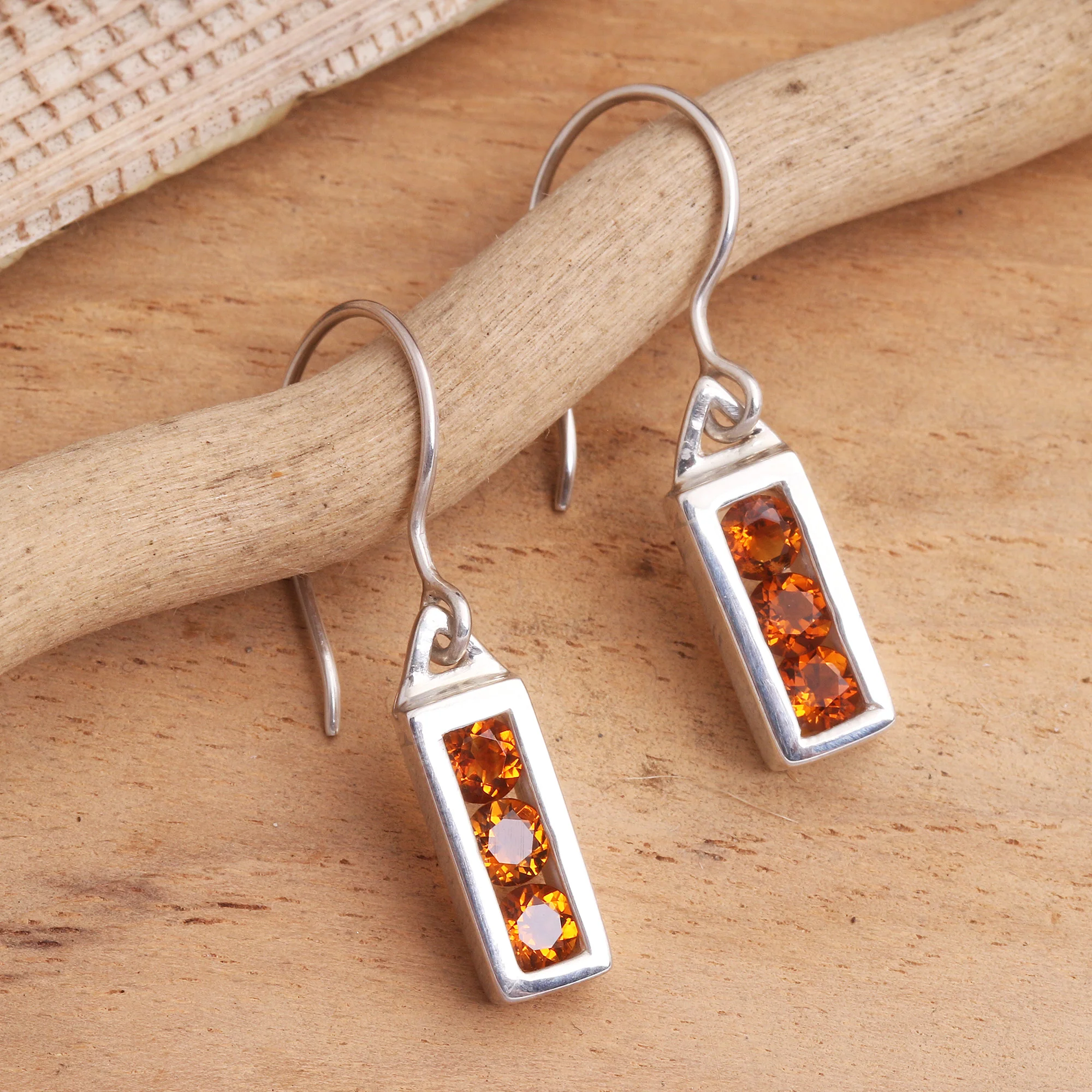 Golden Lantern Citrine Sterling Silver Dangle Earrings - Image 3