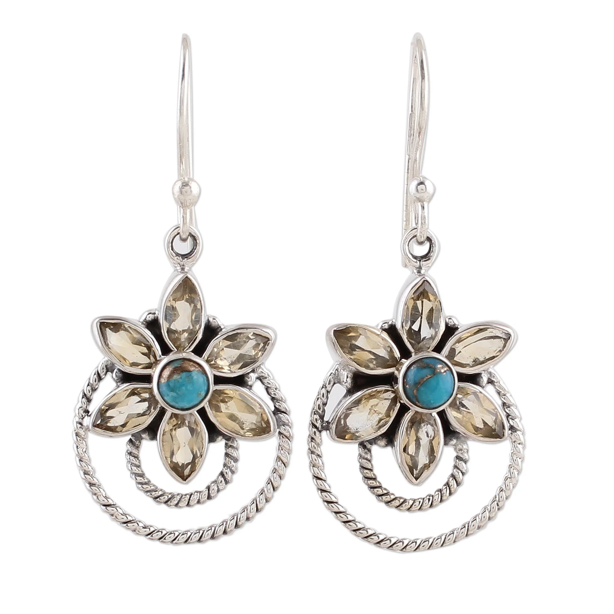 Golden Lillies Citrine & Silver Dangle Earrings - Image 2