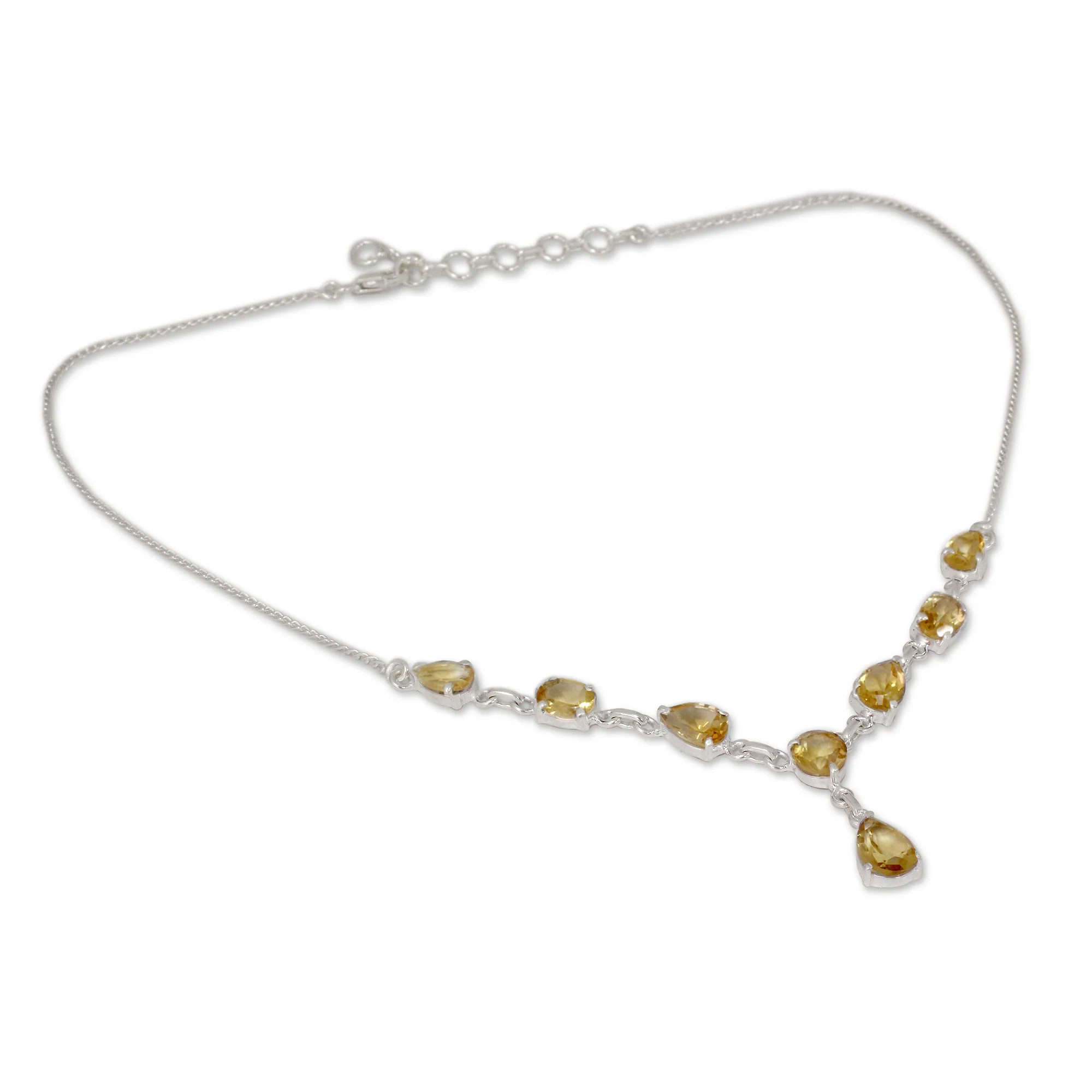 Golden Princess Fair Trade Handmade Citrine and 925 Silver Y Necklace - Image 3