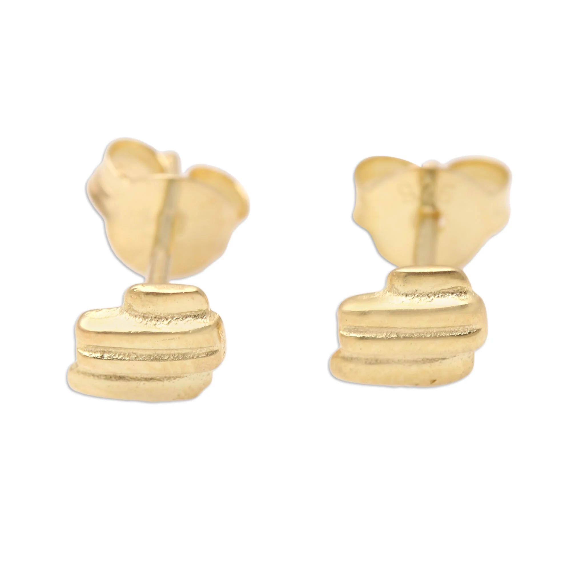 Golden Roof Artisan Crafted Gold-Plated Stud Earrings from Bali - Image 2