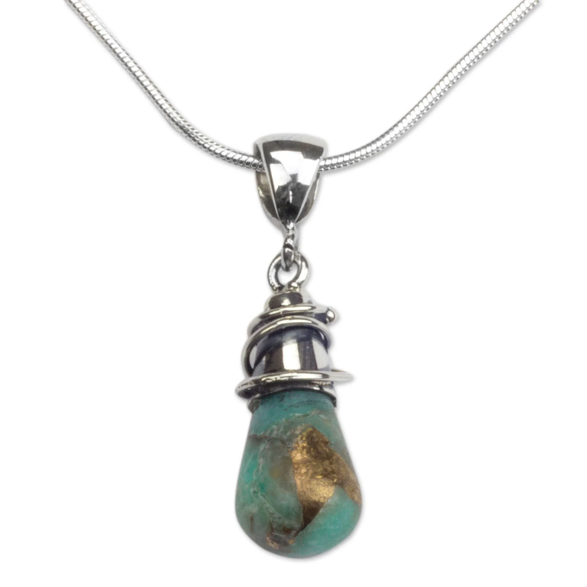Golden Sea Currents Amazonite Pendant Necklace - Image 2
