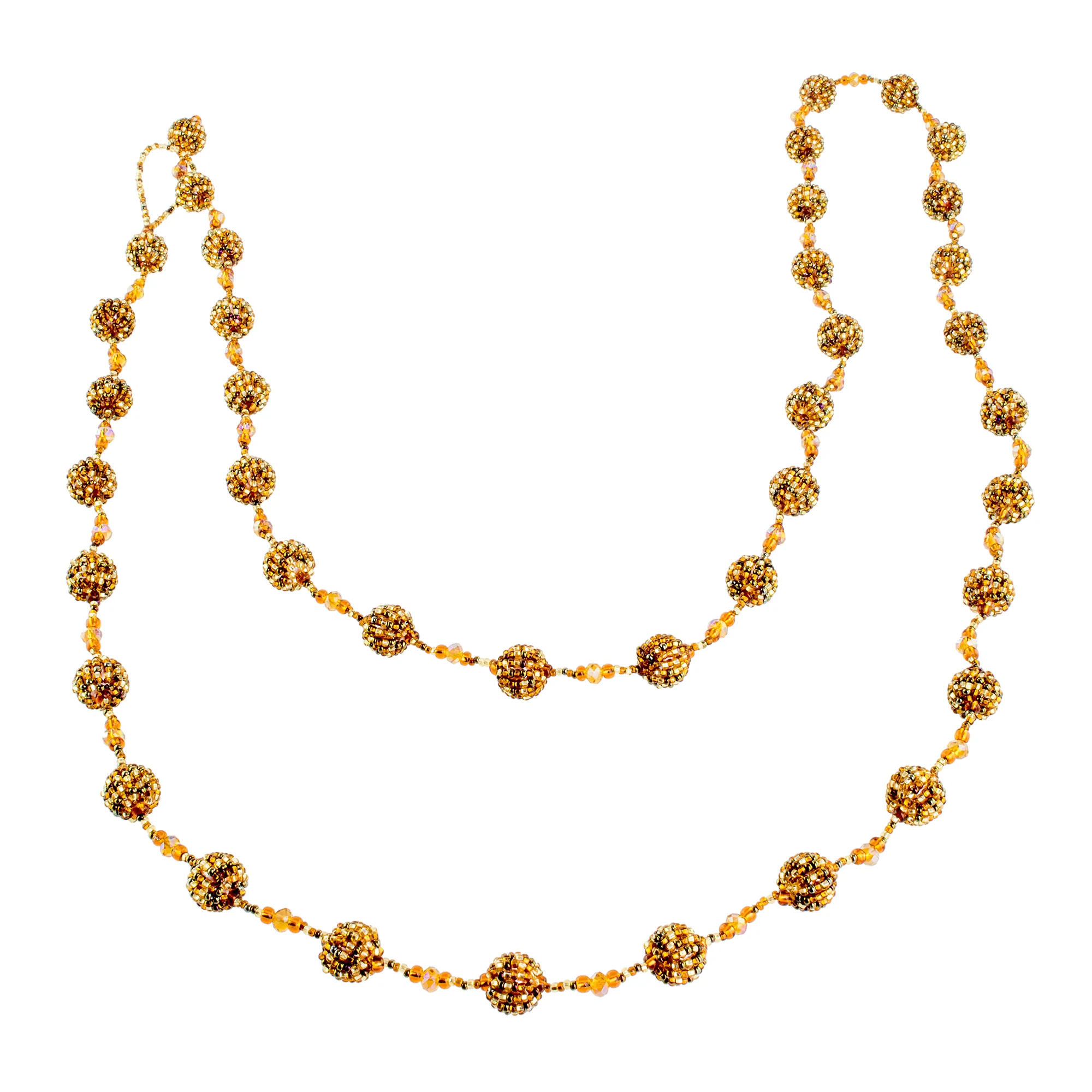 Golden Silhouettes Glass Beaded Garland in Orange from Guatemala - Image 2