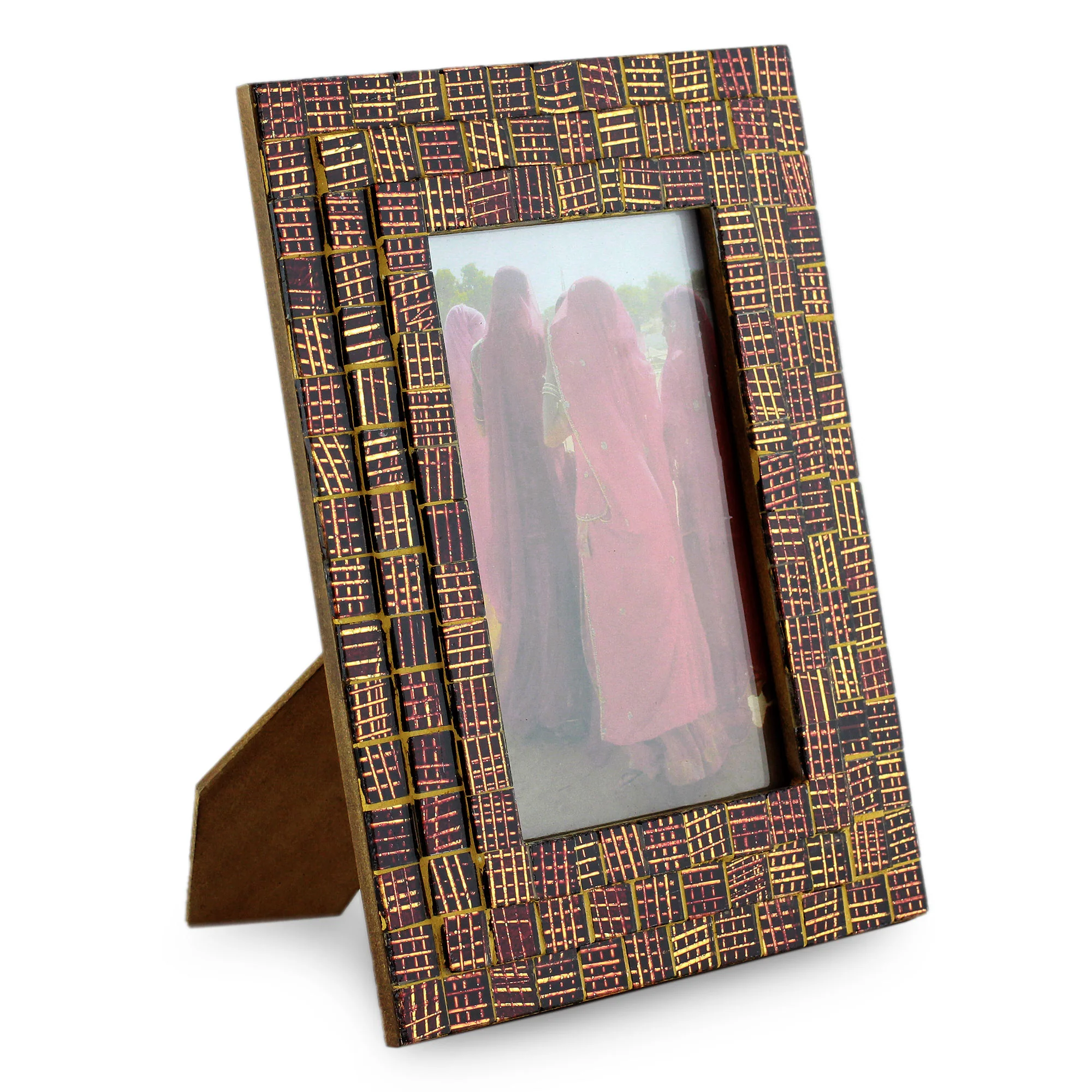 Golden Wine Mosaic Wood Glass Picture Frame - Image 3