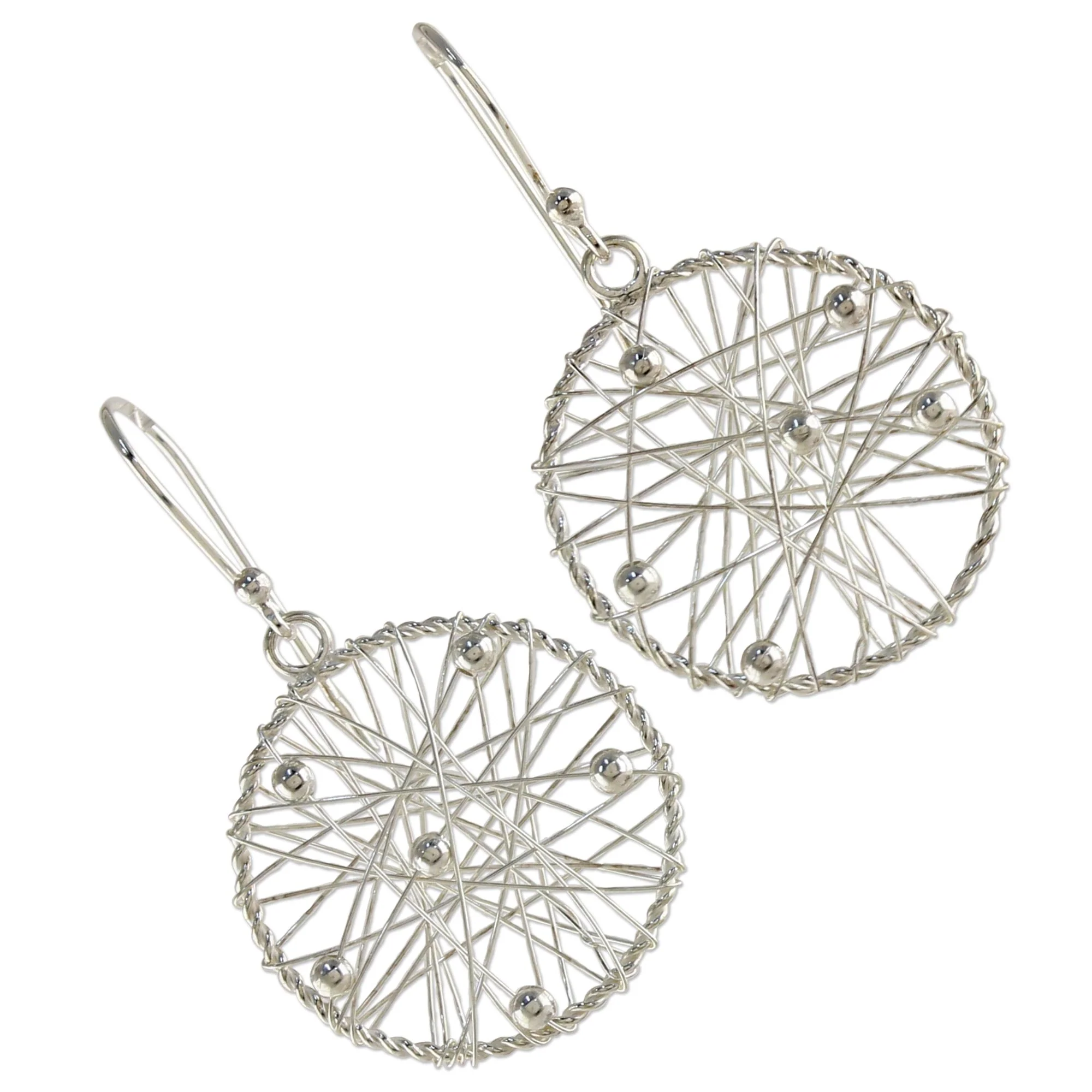 Good Dream Sterling Silver Round Dangle Earrings from Thailand - Image 5