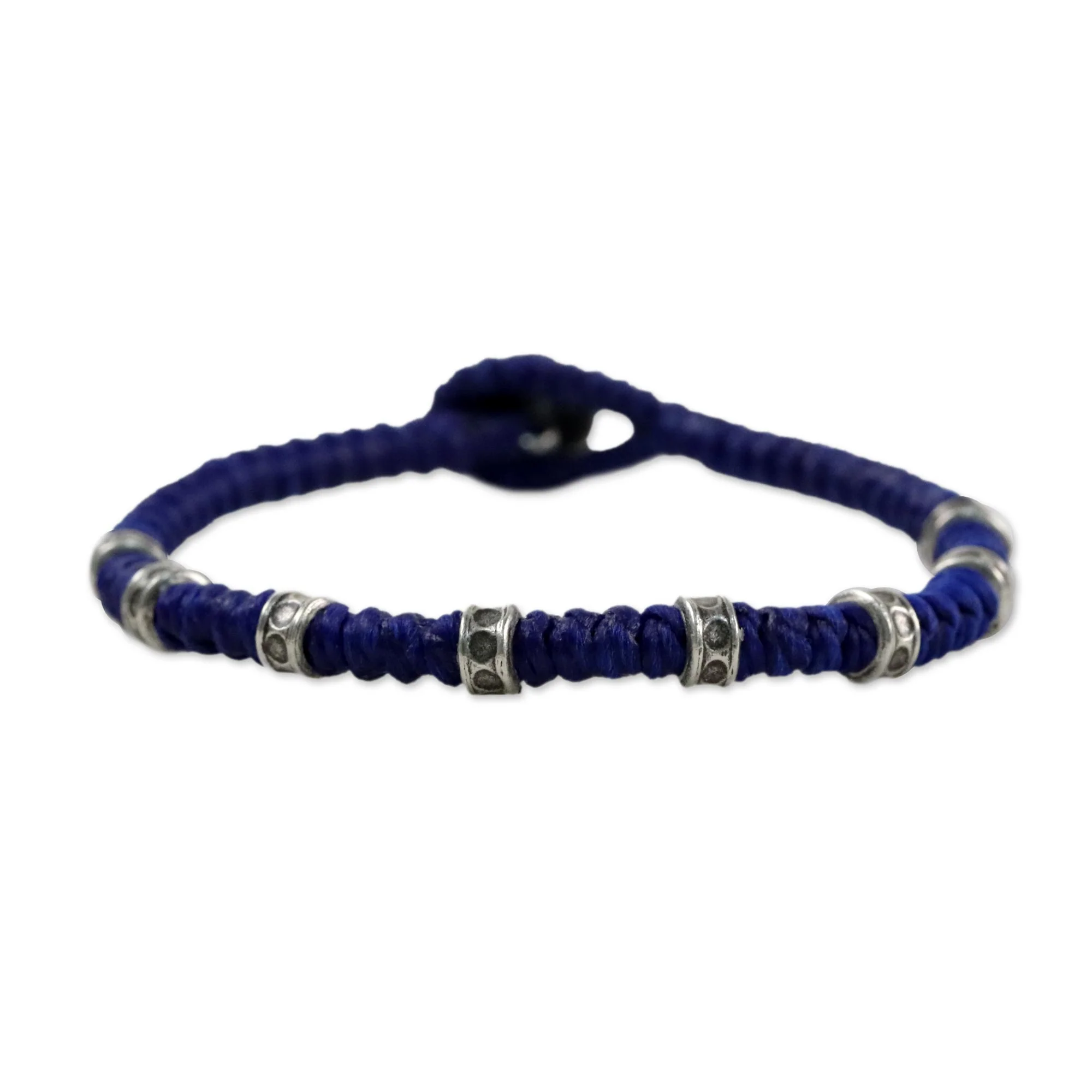 Good Living in Blue Wristband Bracelet with Karen Silver in Blue from Thailand - Image 2