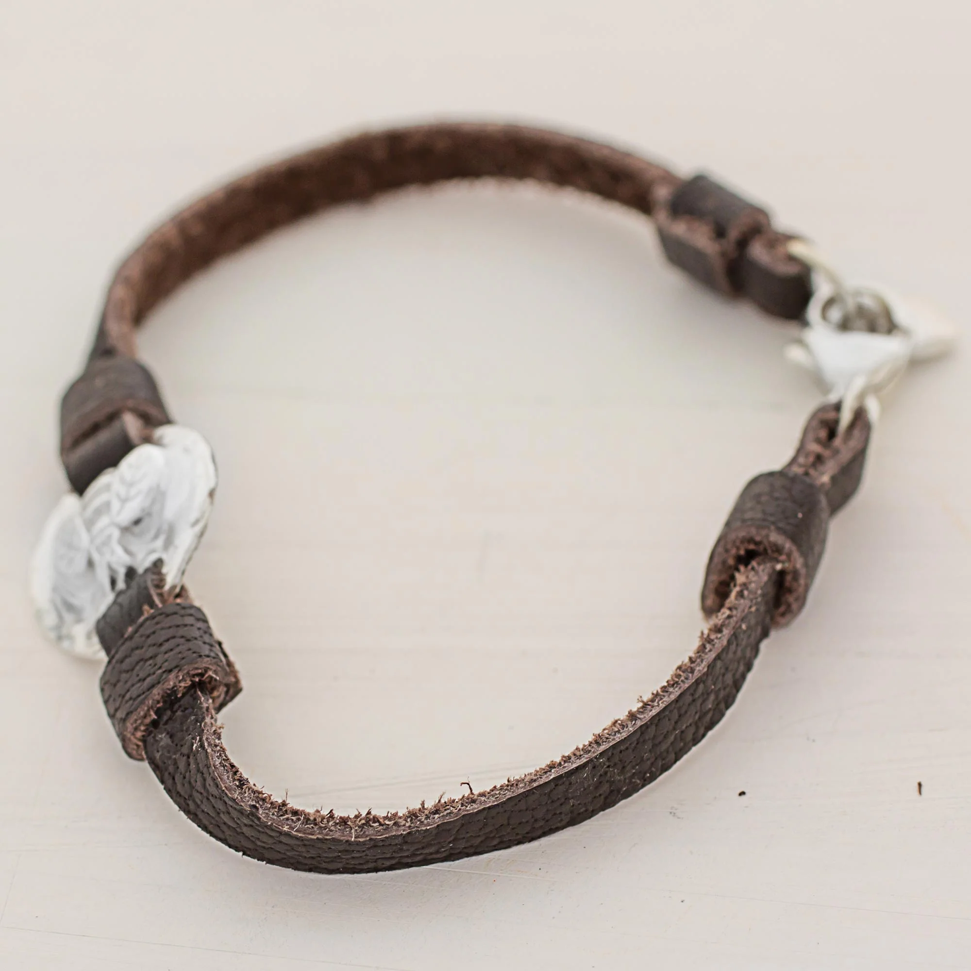 Good Luck Bumblebee Silver & Leather Bracelet - Image 2